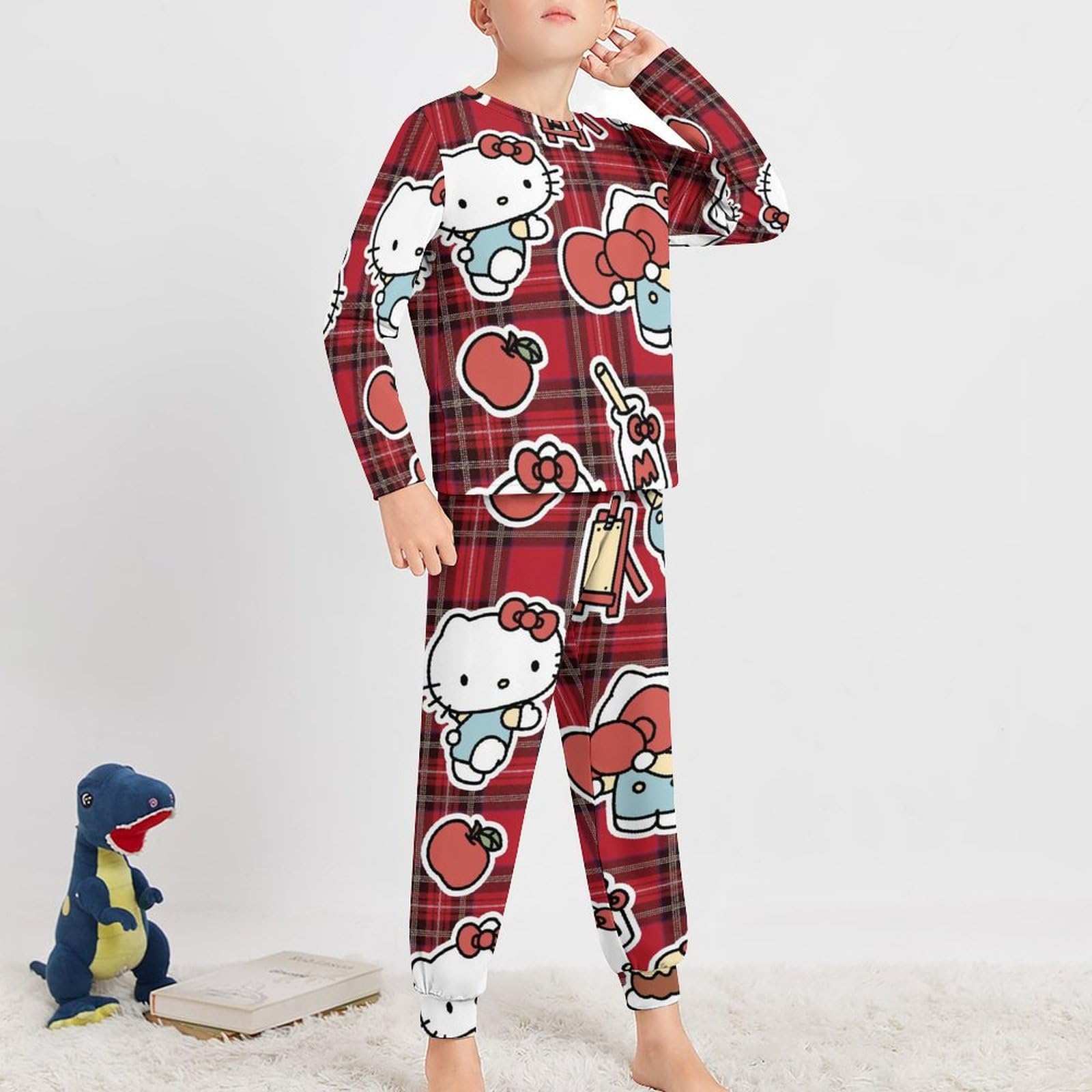 Amazon.co.jp: パジャマ キッズ ハローキティ チェック柄 赤 子供服