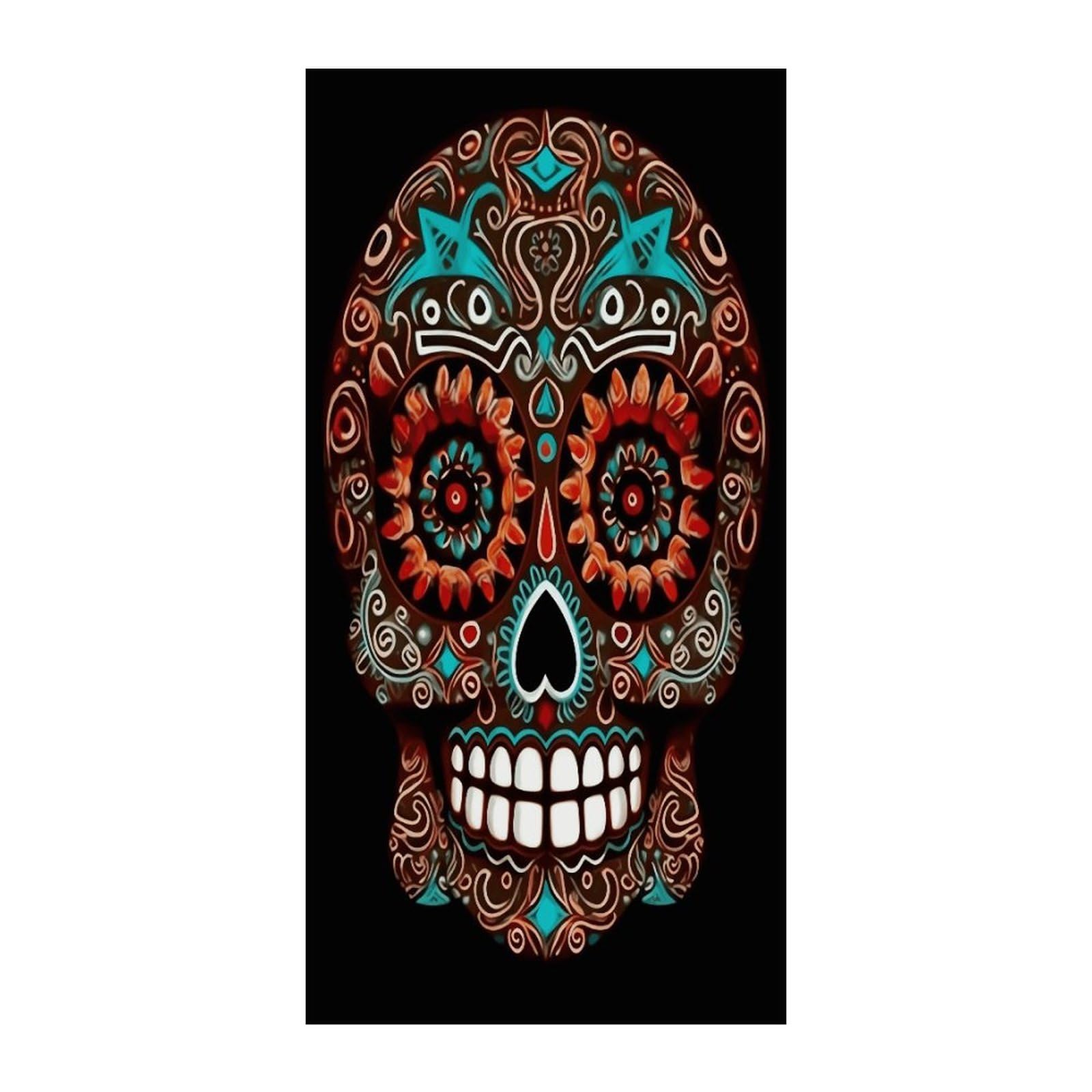 Adfgyerh Style Sugar Skulls Day Of The Dead Curtains，Polyester Blackout Extra Wide，Door Curtain， 35.4X 70.9 Inch For Temporary Room Dividers Bedroom Living Room，Room Darkening Curtains ，For Doorway Privacy For Wal