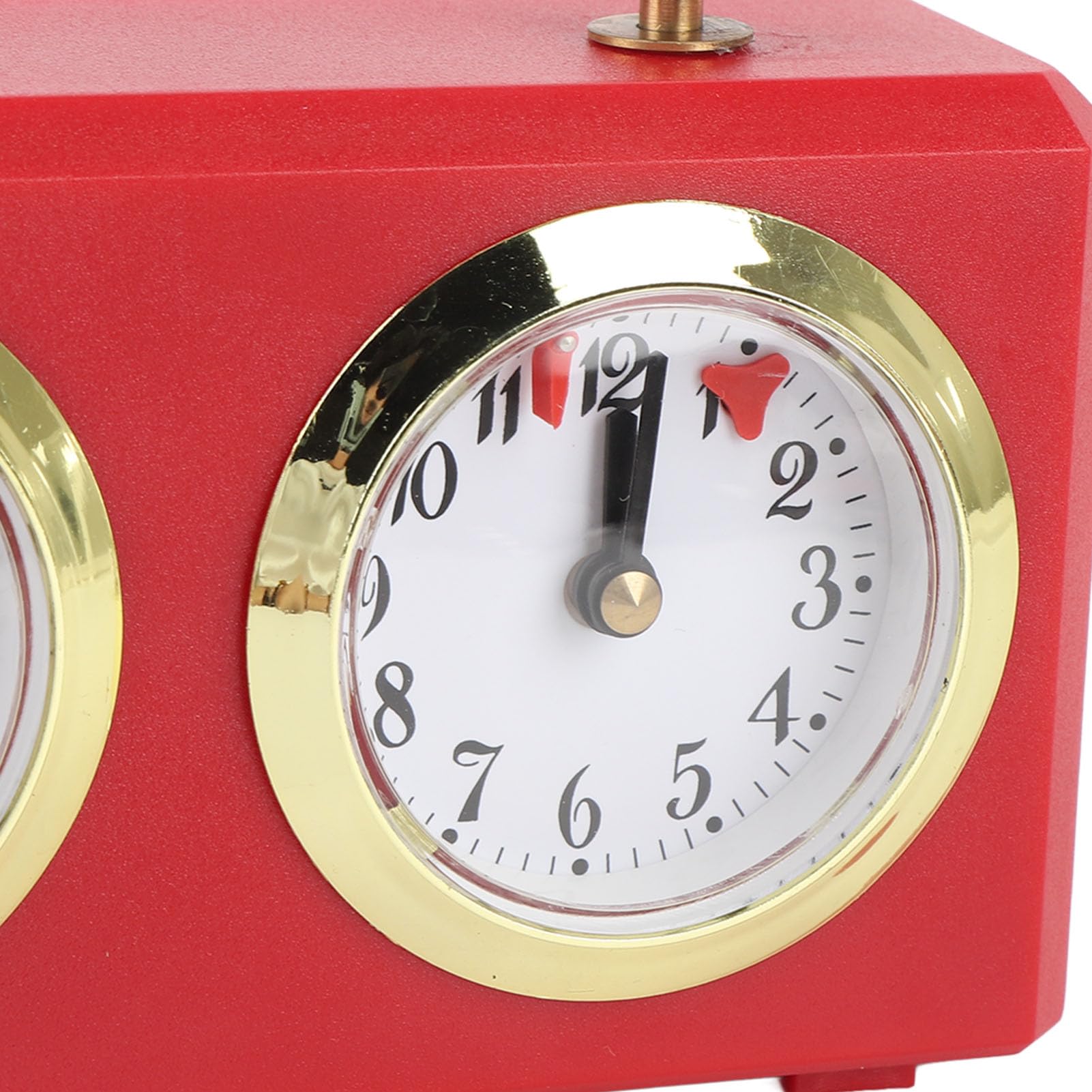 Mechanische Schachuhr, analoger Aufzieh-Schachtimer mit großen Zifferblättern für internationales Schach, chinesisches Schach und Go, Vintage-Wettkampfspieluhr für Turniere und den (Rot)