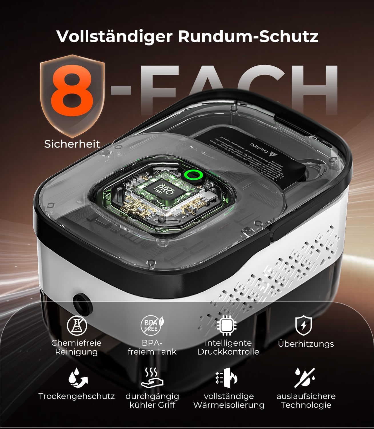 14-IN-1 Dampfreiniger Handgerät【99,99% Keimreduktion-Führende Deutsche SPJ Technik】【9-Sekunden Turbo-Dampf-Intelligent Turbo Steam System】Dampfreiniger für Alles,Dampfbesen für Boden, Küche etc.