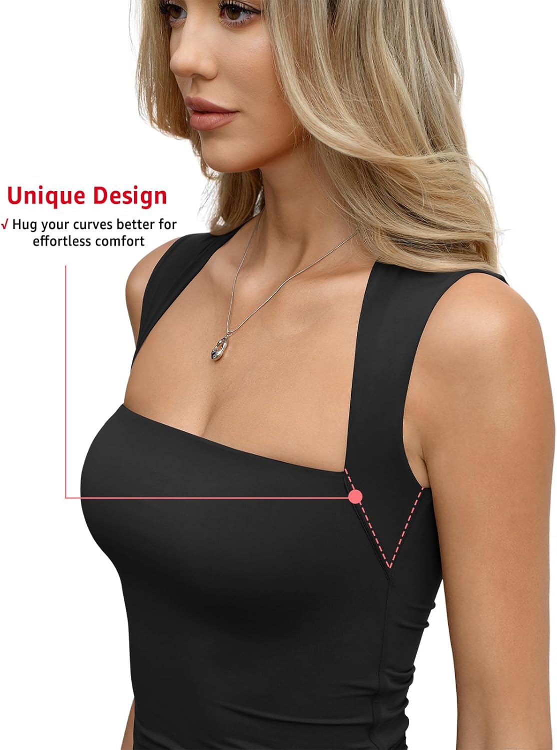 Womens Double Lined Square Neck Tank Tops Basic Slim Fit Sleeveless Shirts Y2K Summer Going Out Outfits 2026 - Image 3