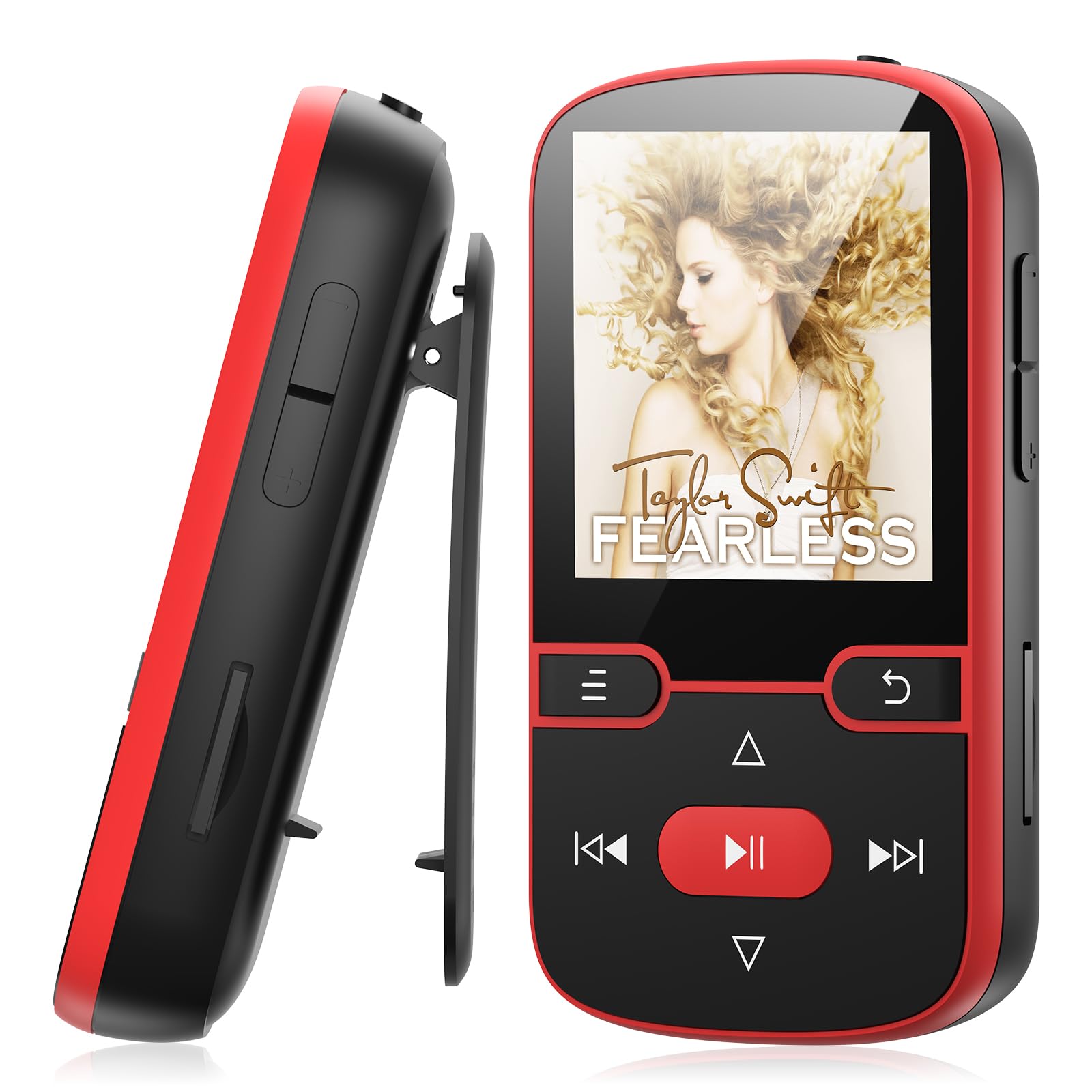 64 GB Lettore MP3 con Bluetooth 5.3, Music Clip Sport, schermo TFT da 1,5". | Solo 28 g di luce con clip per lo sport, radio FM, registrazione vocale, ripetizione casuale e di brano, pulsanti fisici