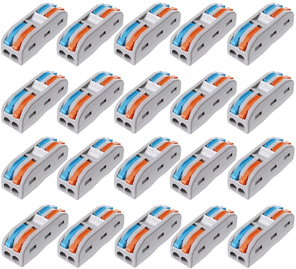 Besillia 20PCS Lever Wire Nut 2-2 Conductor Assortment Pack Conductor Compact Splicing Connector SPL 2-2 Lever Wire Nut Kit for Electrical Solid Stranded Flexible Wires (Color)-image-38