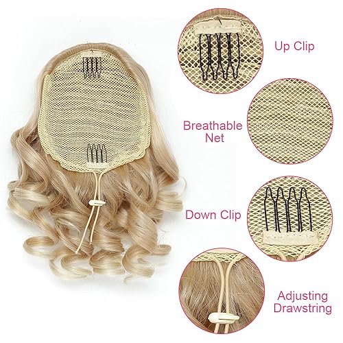 Miniatura 5 de BETHANY Extensión de cola de caballo con cordón de 10 pulgadas, extensiones de cabello sintético corto suelto y ondulado para mujer, uso diario