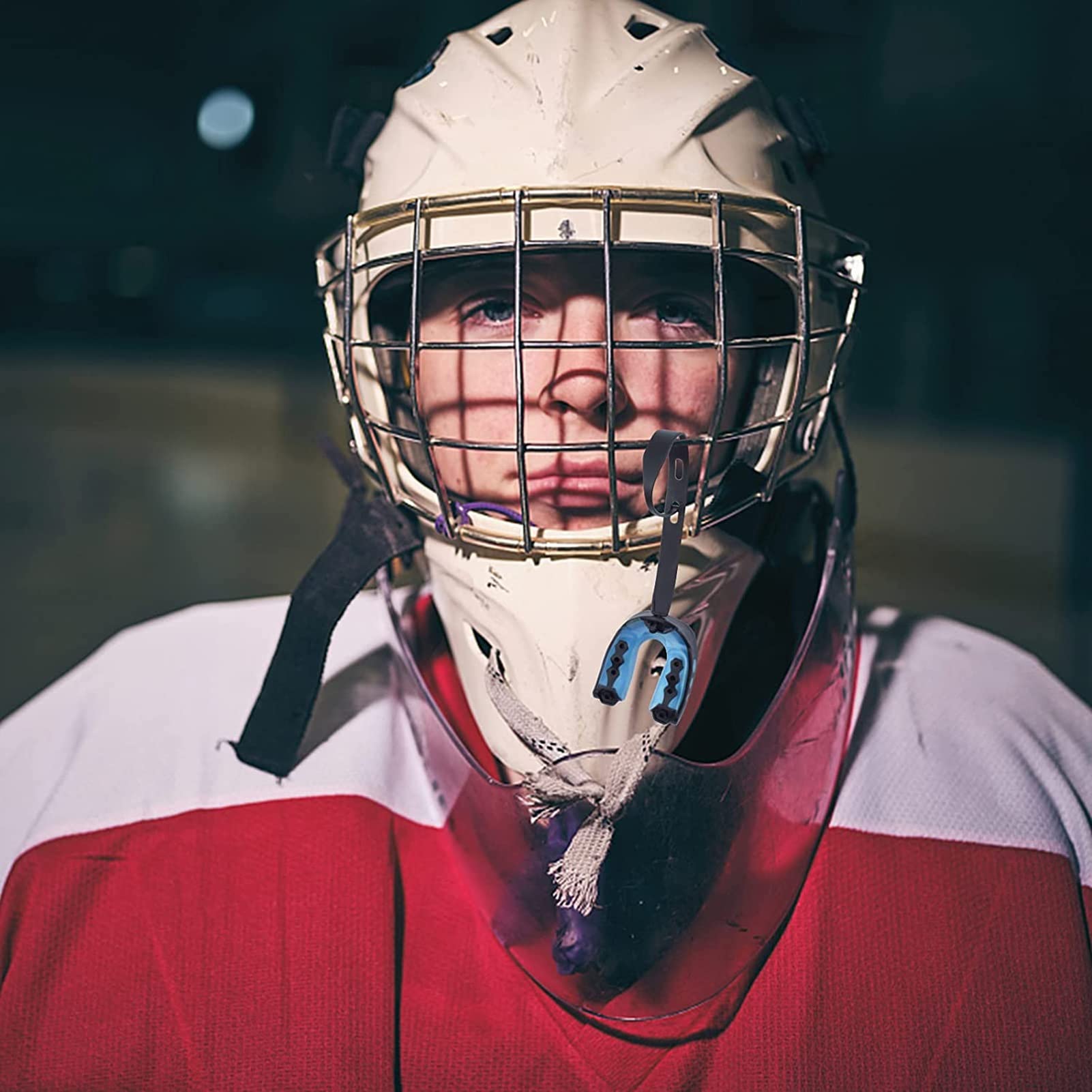 Protège-dents de Football pour Adultes et Jeunes, Protège-dents de Sport avec Sangle, pour La Crosse Le Hockey Basketball MMA Boxe Jiu Jitsu Paquet de 4