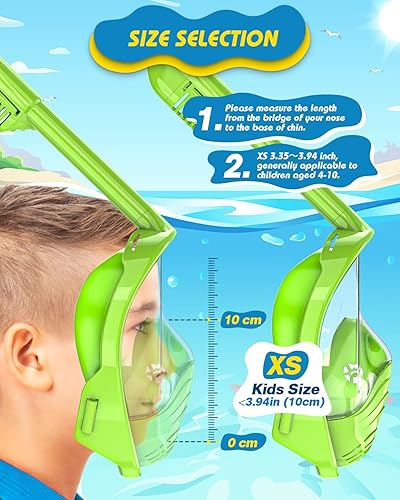Vista 21 de QingSong Máscara de esnórquel para niños de cara completa, juego de esnórquel con soporte para cámara, plegable, vista panorámica de 180 grados