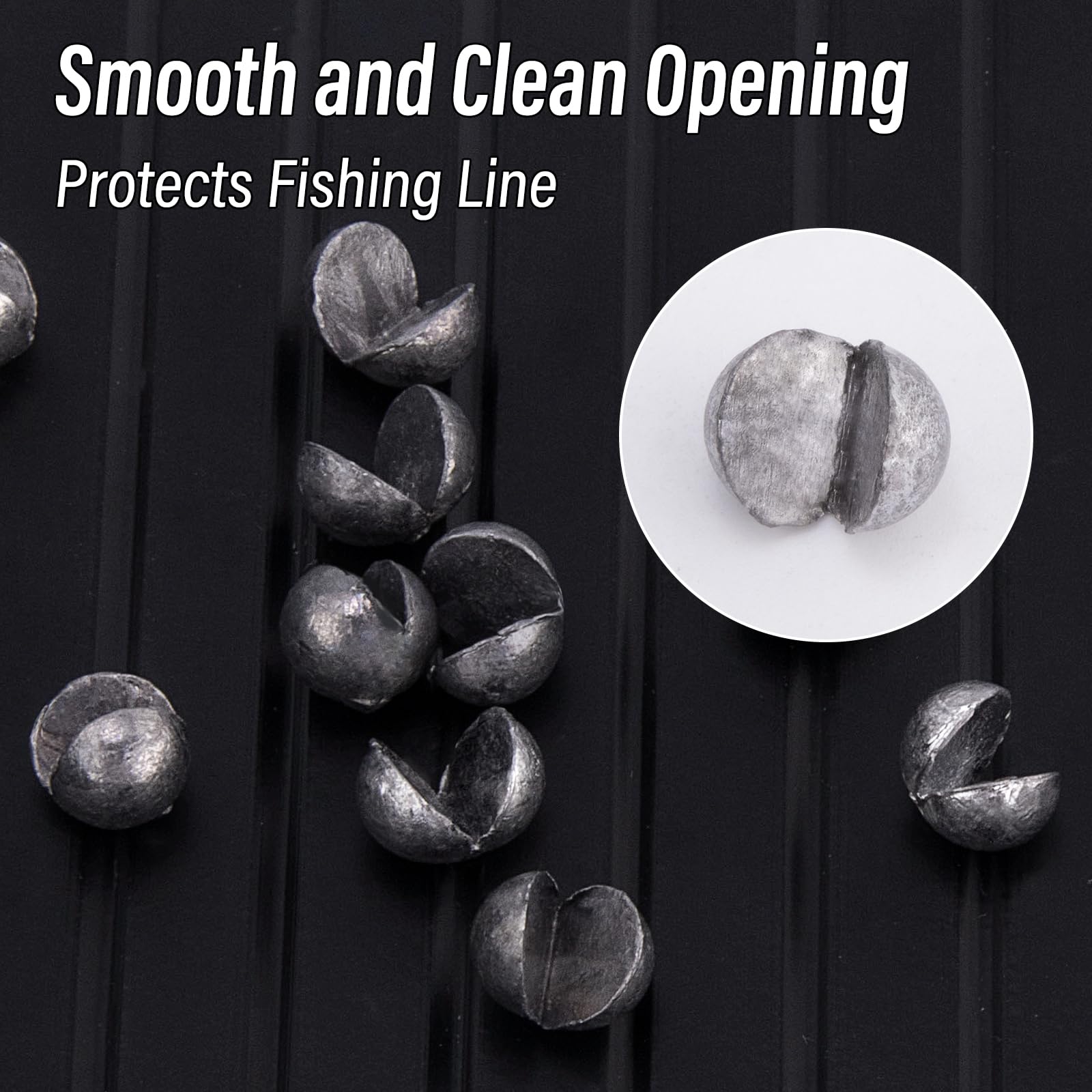 Dr.Fish Confezione da 100 pesi rotondi da pesca con clip su lenza, attrezzatura per pesca a mosca, acqua dolce e salata, 3/8 oz