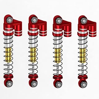 TREAL FCX24 Shocks 43mm Threaded Tele Double Barrel Shocks (4) for FMS 1/24 FCX24 Power Wagon(Red)
