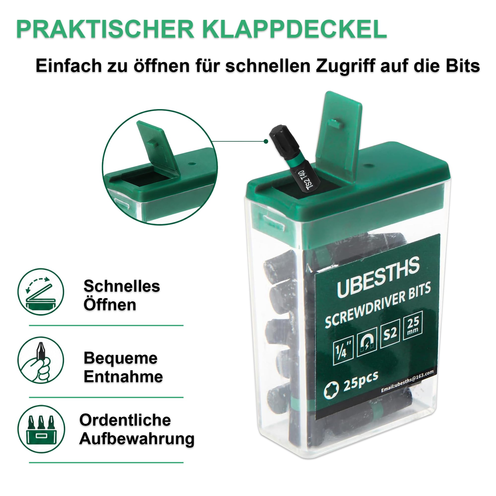 2er-Set DWT Schraubendreherbits T40 X 25 Mm – 1/4 Zoll Sechskantschaft, GS-geprüft