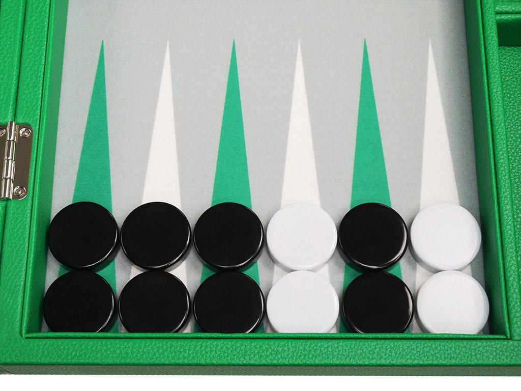 Zestaw 40 cm Premium Backgammon - średni rozmiar - zielona tablica