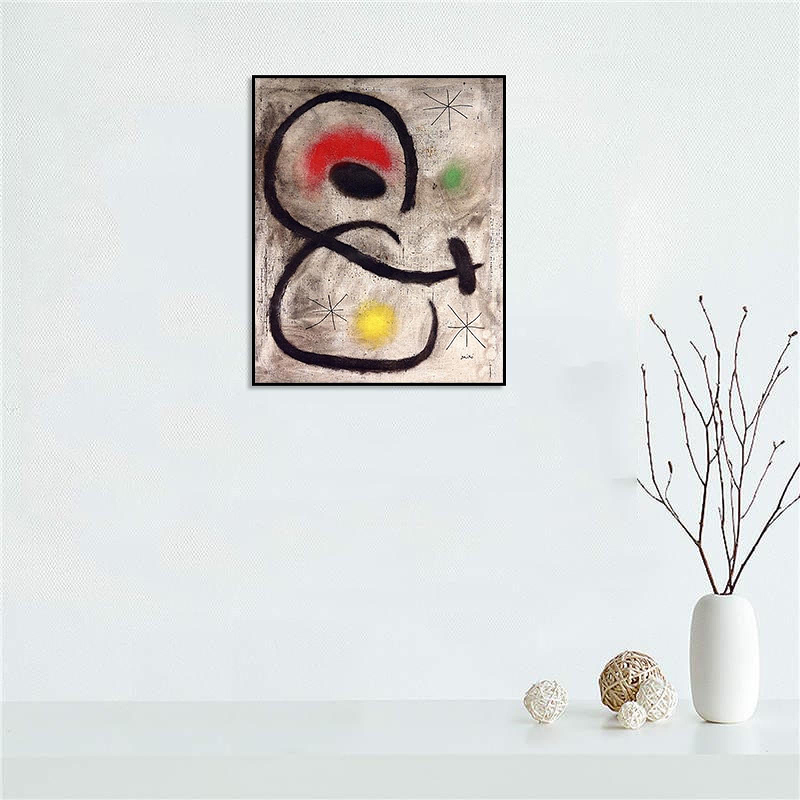 Phyrek123 Joan Miro oprawione wydruki bez tytułu obraz na płótnie Joan Miro plakat słynna sztuka abstrakcyjna reprodukcje nowoczesnej sztuki ściennej do salonu 20 x 25 cm czarna oprawiona