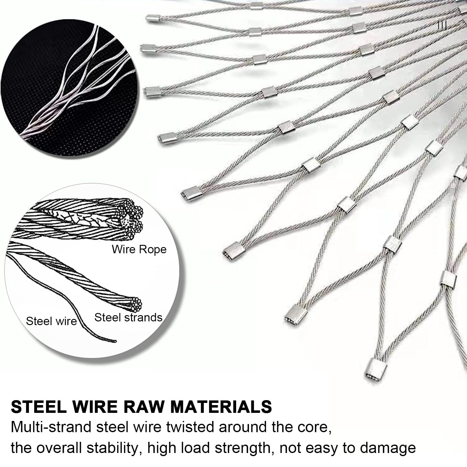 Rete Metallica in Acciaio Inossidabile - Protezione di Sicurezza per balconi da 9 cm, Recinzione Flessibile in Filo Metallico per la Protezione di Giardini e parchi gioch