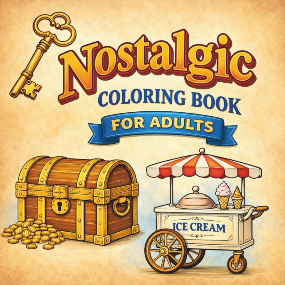 Nostalgic Coloring Book for Adults: Simple Vintage Designs for Relaxation and Calm