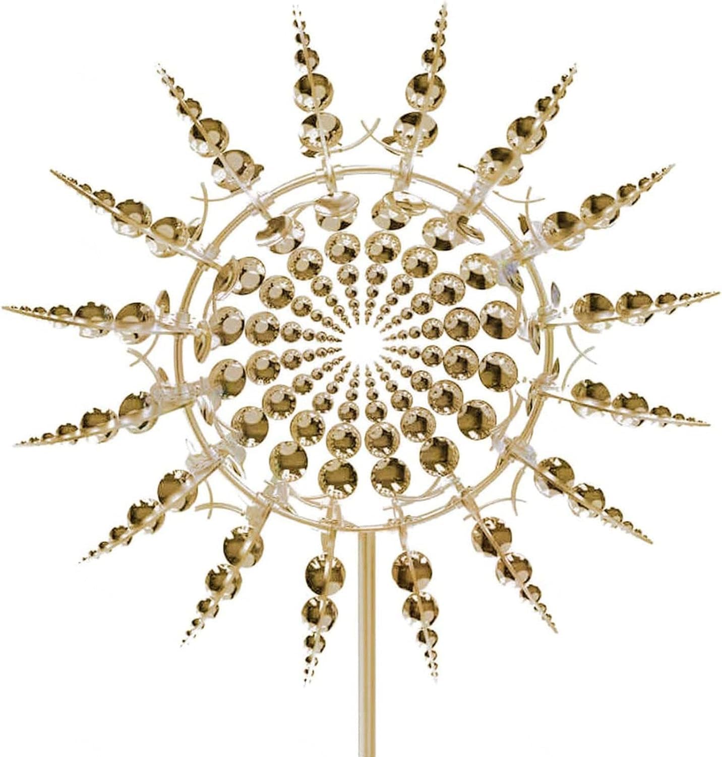 Ginger Tech Golden Magical Metal Windmill, 3D Metal Wind Sculptures Spinners, Magic Metal Kinetic Sculpture Wind Catchers, Metal Windmills For The Yard And Garden Art Outdoor Patio Lawn Decoration (Golden)