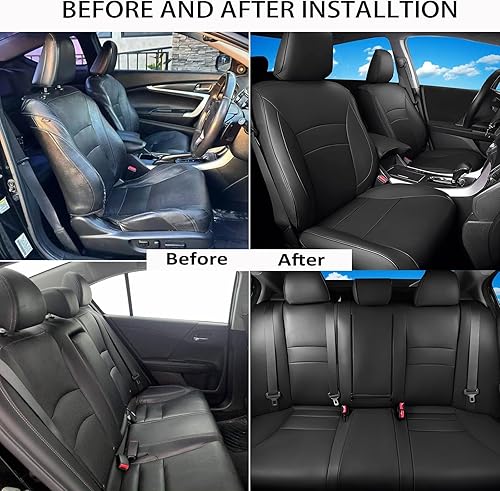 Miniatura 7 de TTX LIGHTING Seat Covers for Honda Accord Custom Fit 2013 2014 2015 2016 2017 Sedan Full Set Faux Leather Compatible Airbag Car Accord Seat