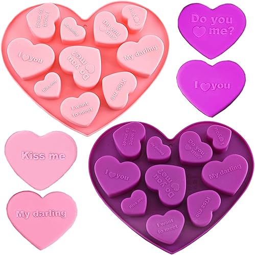 Molde de corazón para el día de San Valentín, 2 unidades, molde de silicona para conversación de chocolate, dulces, gomitas, pasteles, jabón, disponible en Yaxa Venezuela