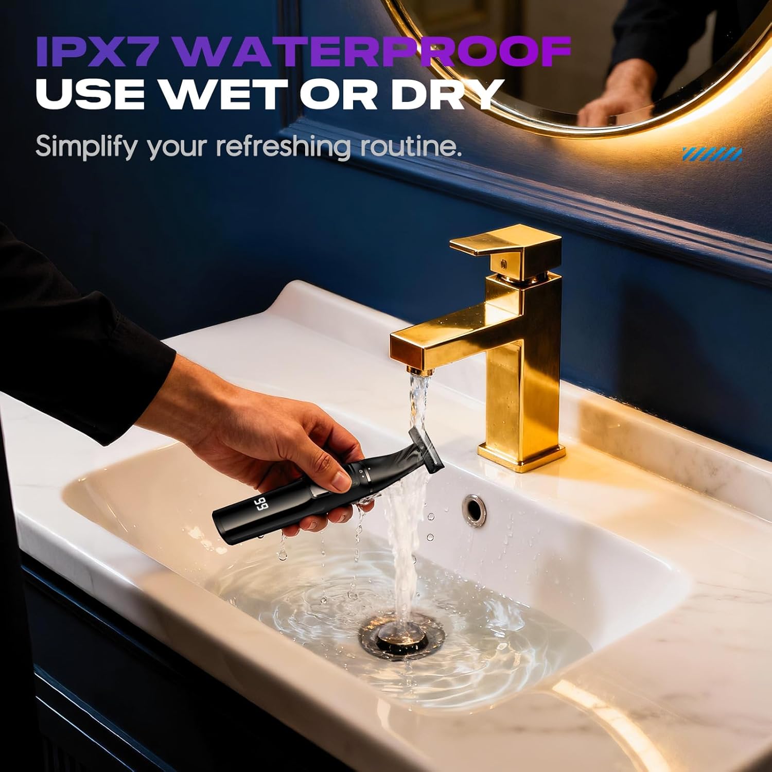 Electric Razor for Men 5 in 1, Beard Trimmer Kit with Adjustable 1–8mm Comb, Body Shaver, Nose & Ear Hair Trimmer, IPX7 Waterproof, Type-C Fast Charge, LED Display, 120-Min Cordless Use - Image 6