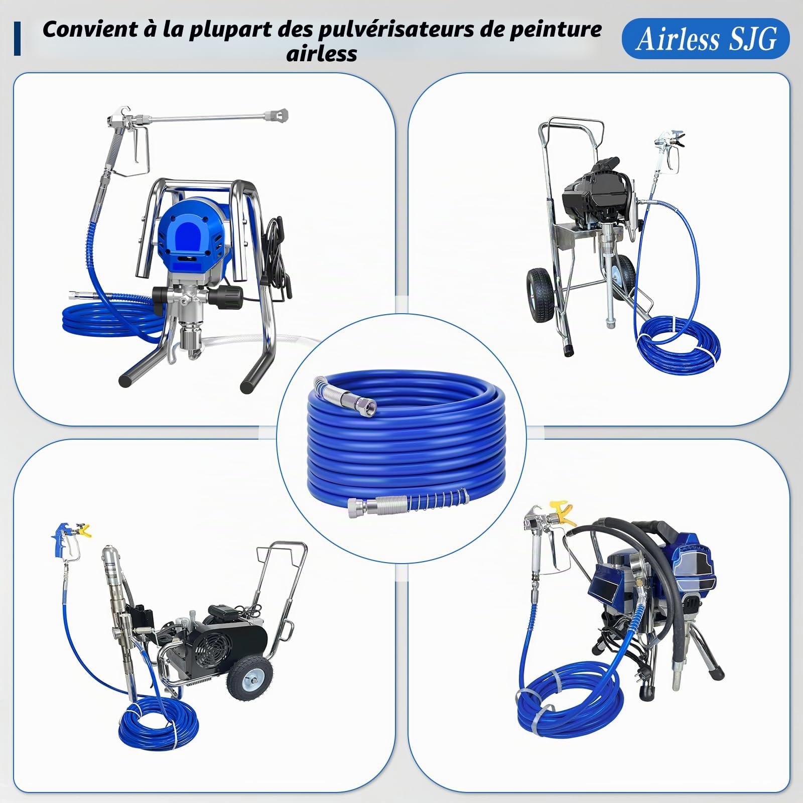 Kit de pistolet pulvérisateur de peinture sans air 18 pièces 3600 psi, avec tuyau haute pression de 7,6 m, tige d'extension, embouts de pulvérisation, filtres, protection de pointe, étui de rangement