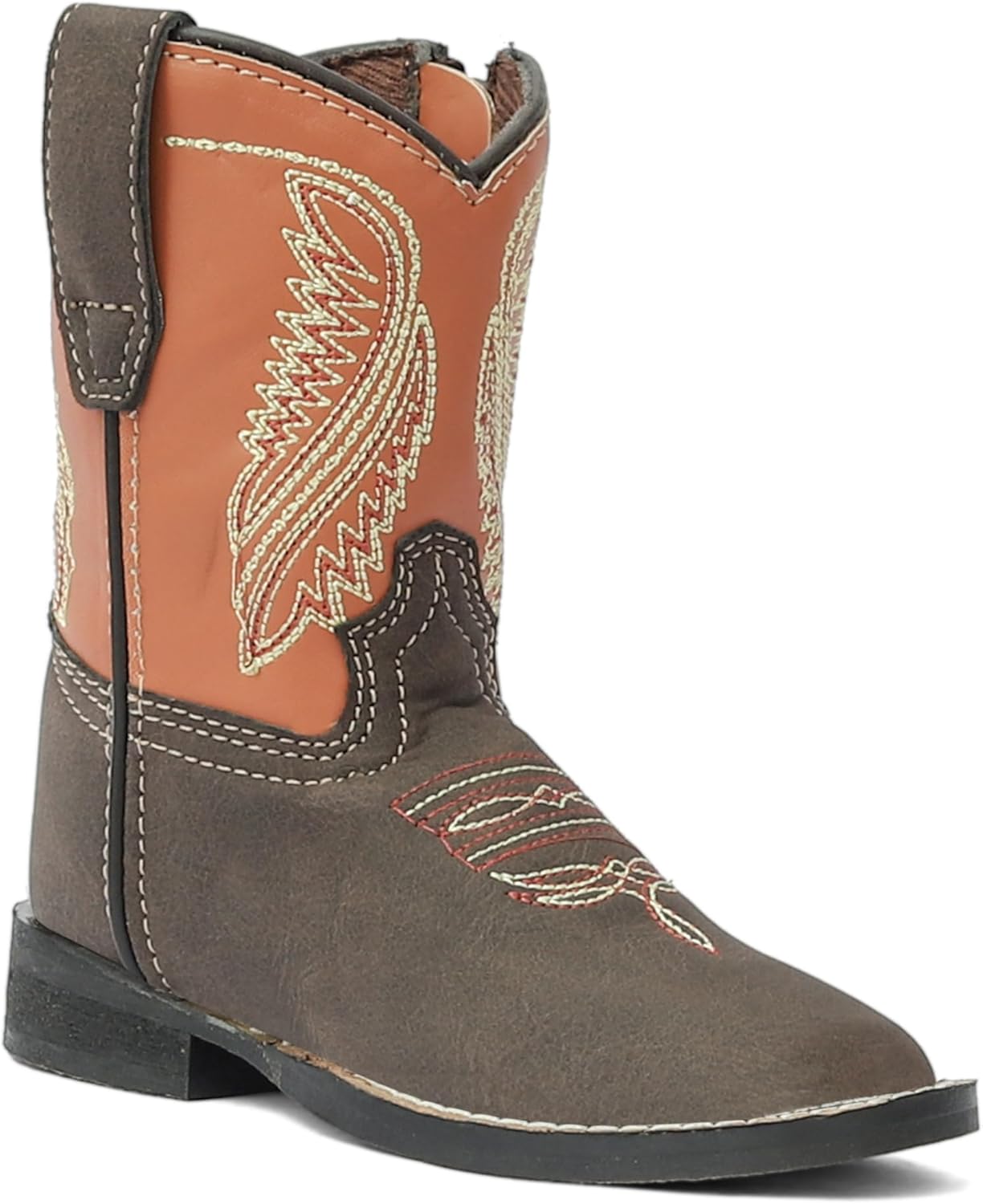 TuffRider Youth Big Bend Rounded Toe Western Boot- Mocha w/Rust- 7Y