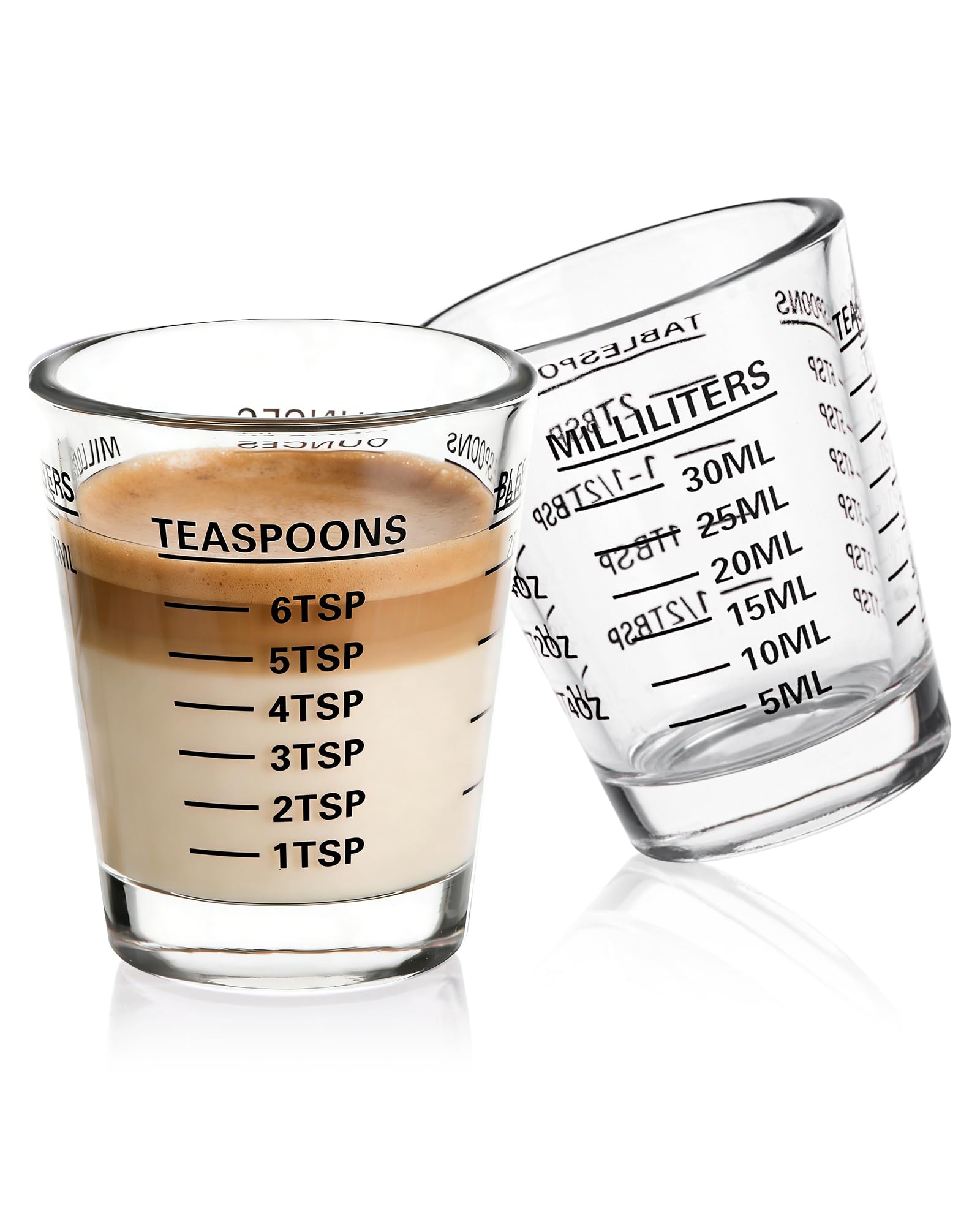 SAIAOKJ Shot Glass Measuring Cup Set, 2 Pack Espresso Shot Glasses (Black)
