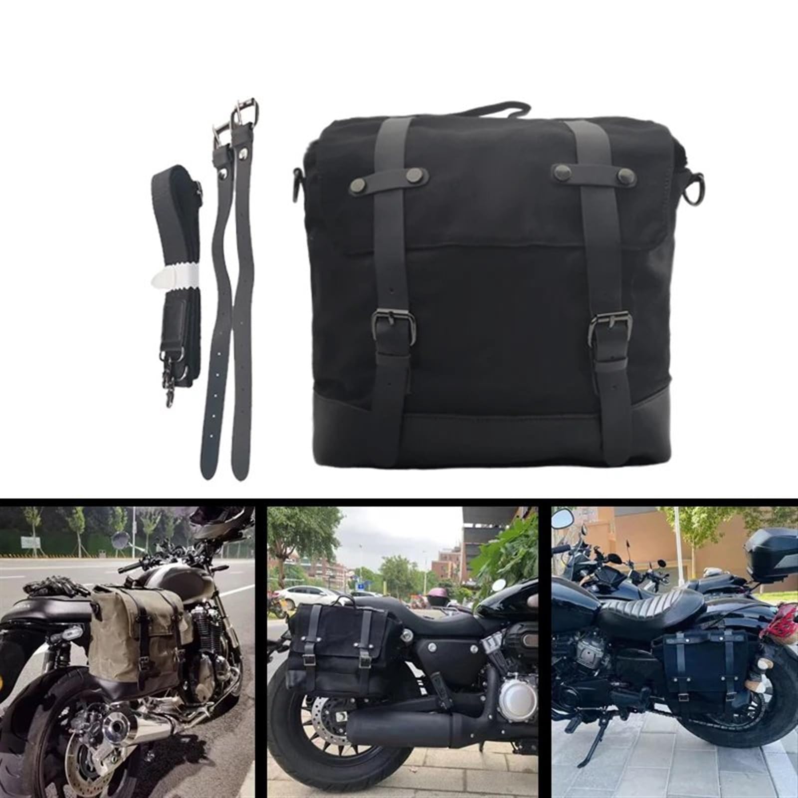 Borsa Moto Viaggio Impermeabile Retrò Vintage - Sella Per Bici, Posteriore, Laterale in Tela Cerata Per Pilota (B)