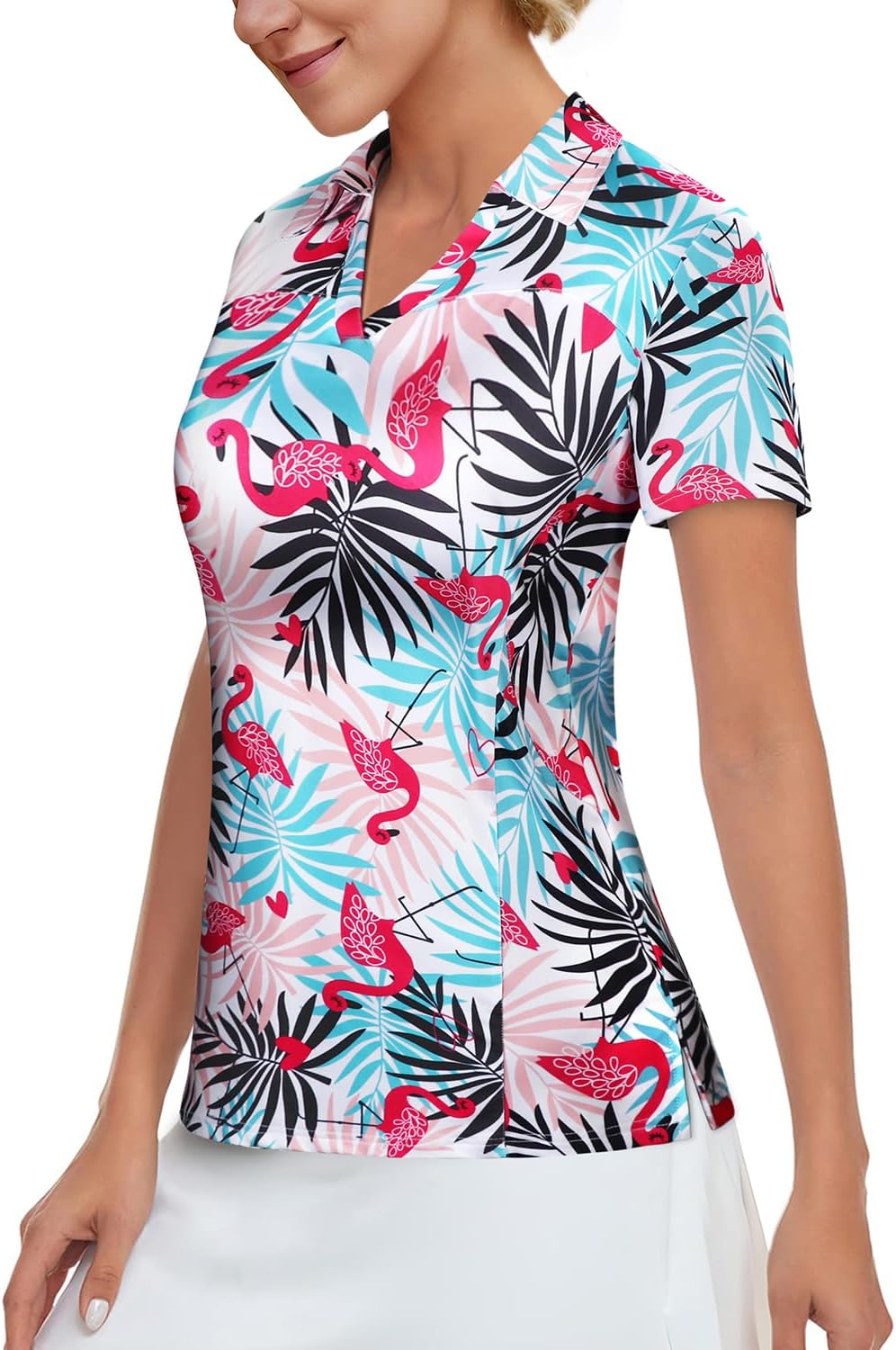 Vldnery Womens Golf Polo Shirts Moisture Wicking Running Workout Tops Print Short Sleeve Tennis Clothes Loose Fit - Image 2