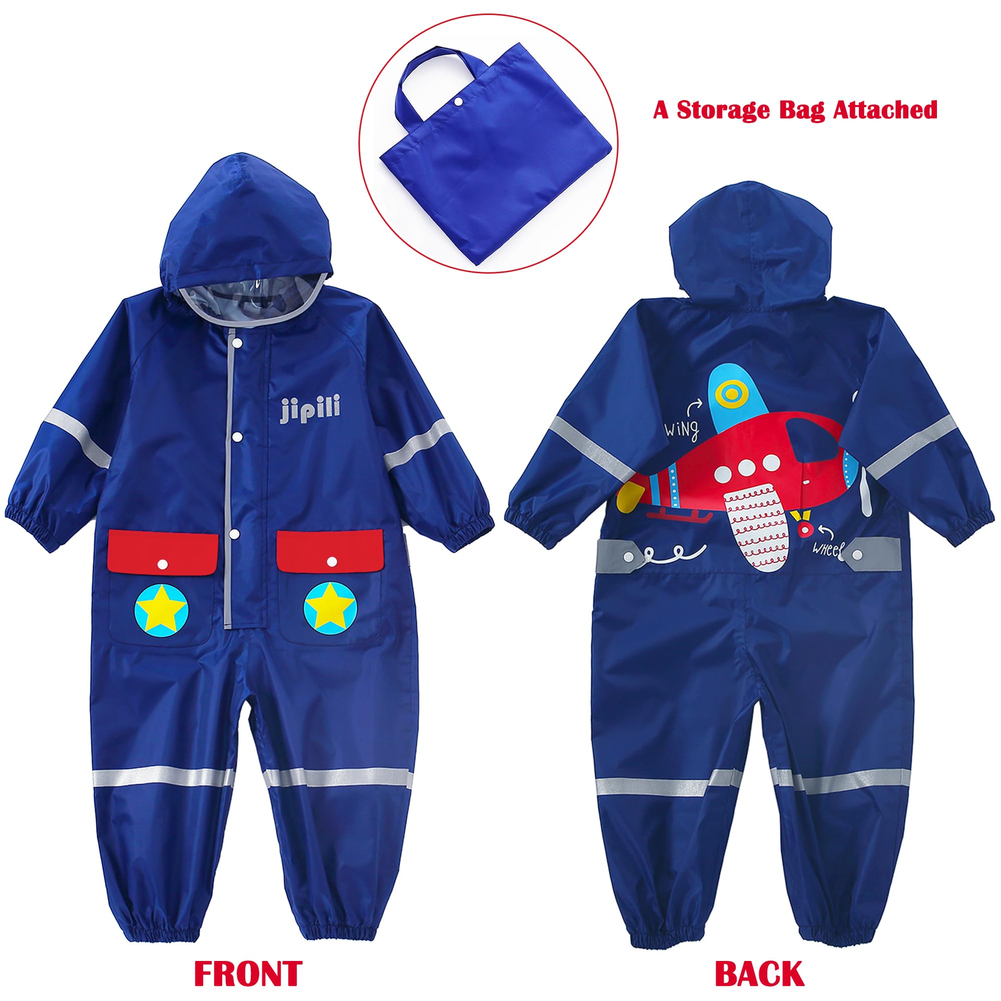Fewlby Tuta Impermeabile Bambini Tuta Pioggia, Bambina Poncho Antipioggia con Cappuccio Ragazze Ragazzi Giacche Impermeabili Mantella da Pioggia Riutilizzabile per 1-10 Anni