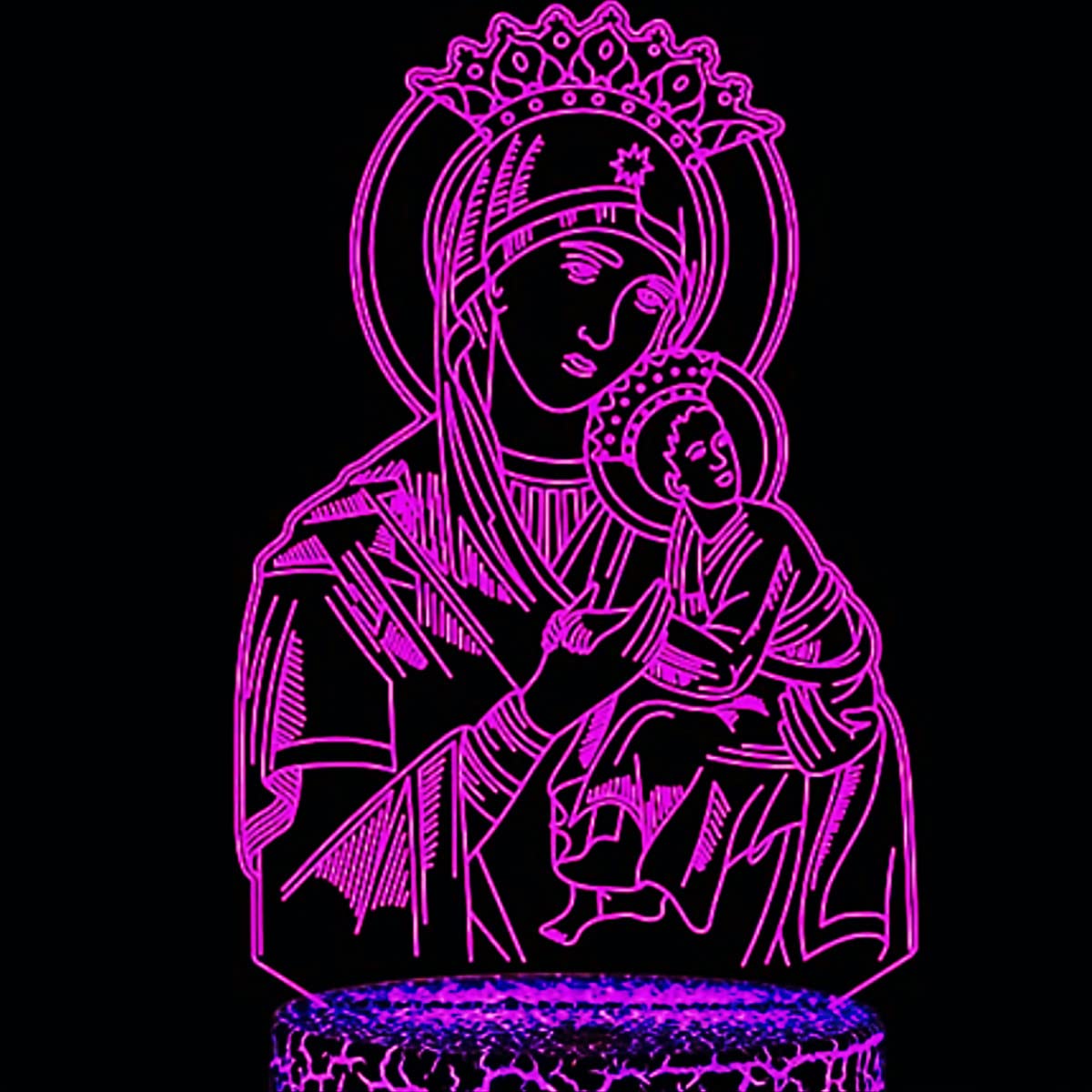 Luce Notturna Olografica 3D Vergine Maria - 16 Colori Con Telecomando E Timer - Regalo Religioso - 4