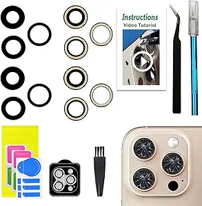 2 Sets LEAFE for iPhone 16 Pro and iPhone 16 Pro Max Camera Lens Replacement, OEM Original Camera Glass Lens with Pre-Installed Adhesive+Repair Tools