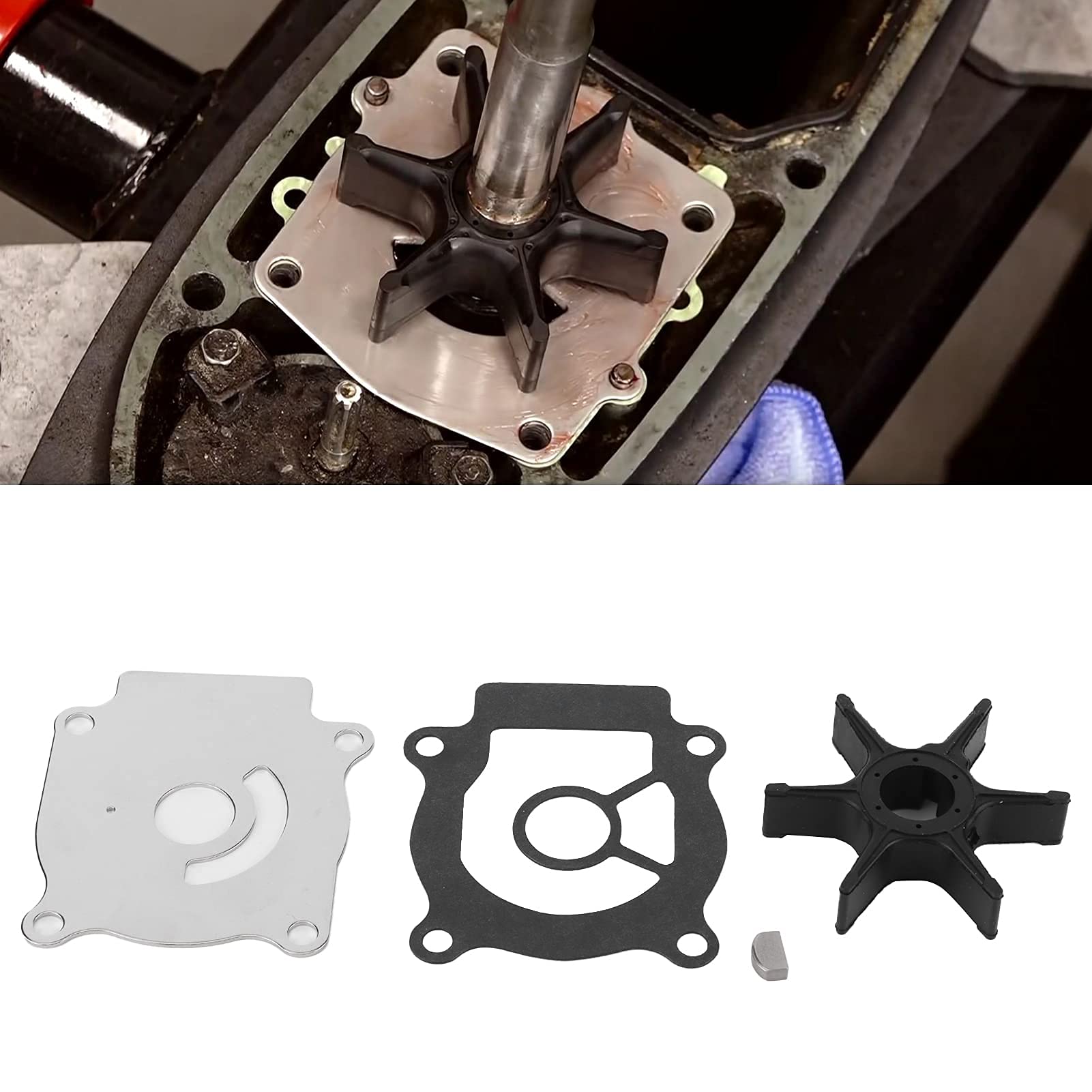 Aramox Kit de Reparación de Bomba de Agua, Junta de Placa e Impulsor Compatible con Motor Fueraborda DT/DF 20/25/30/40/50, Modelo 17400-96403