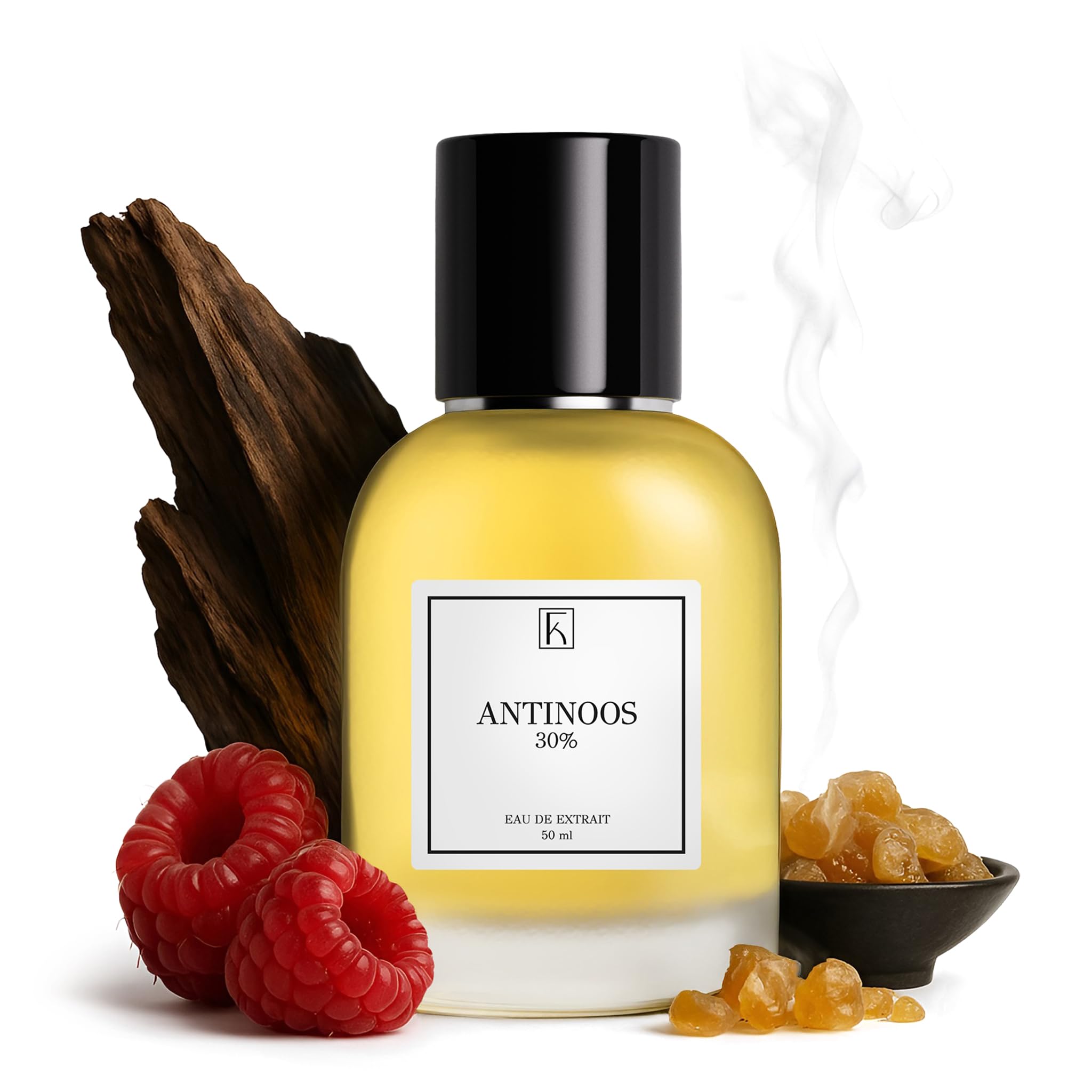 KAZAAR - ANTINOOS - 50ml - Extrait de Parfum für Herren - Holzige Duftnoten von Himbeere, Oud & Weihrauch - mit 30% Duftöl-Anteil über 12h lang anhaltender Duft - aus Schweizer Manufaktur