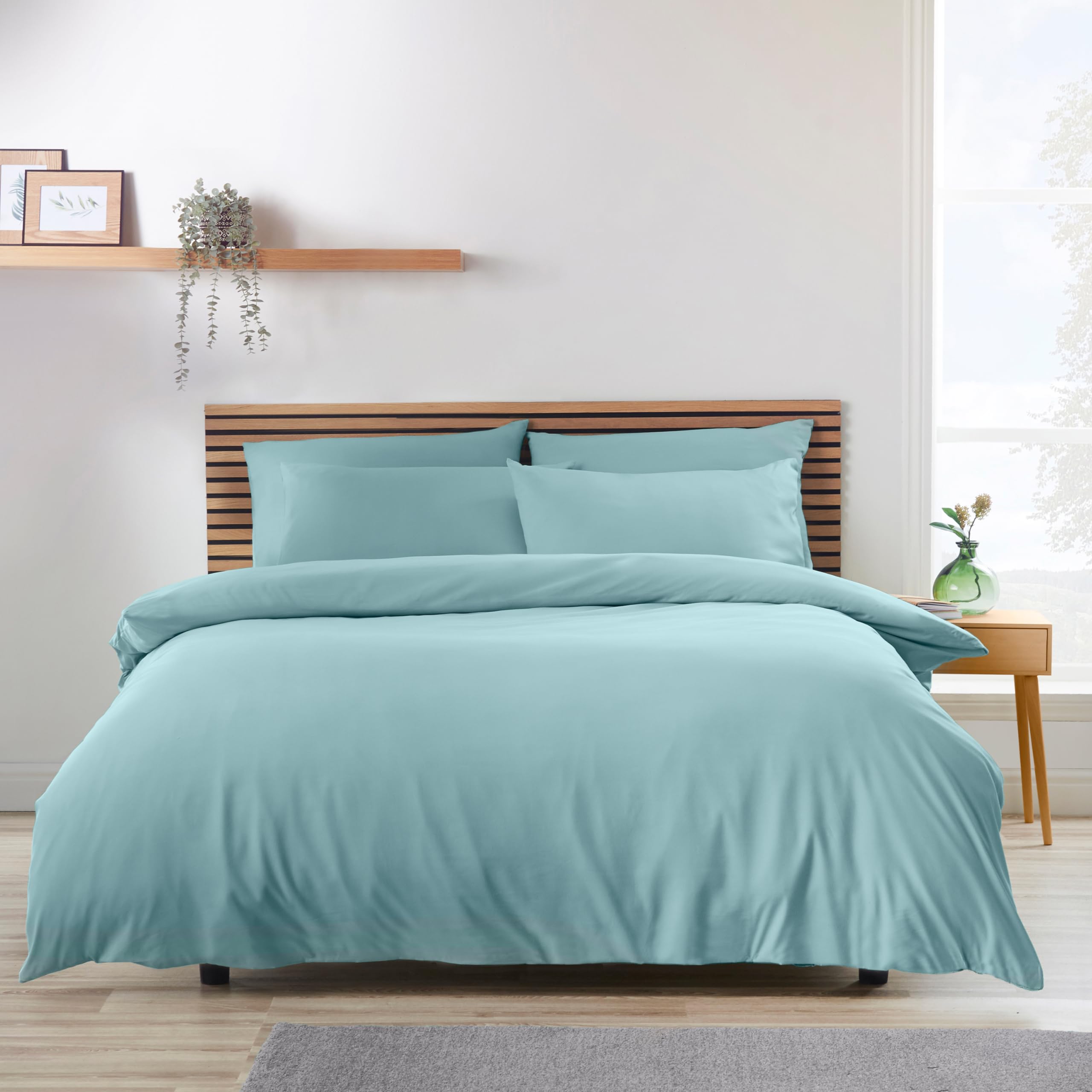 Catherine Lansfield So Soft Easy Iron King Duvet Cover Set Duck egg Blue