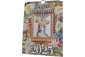 2025 Cats Wall Calendar Weird Medieval Funny Cat Calendar for Home Office๏ผ1PC