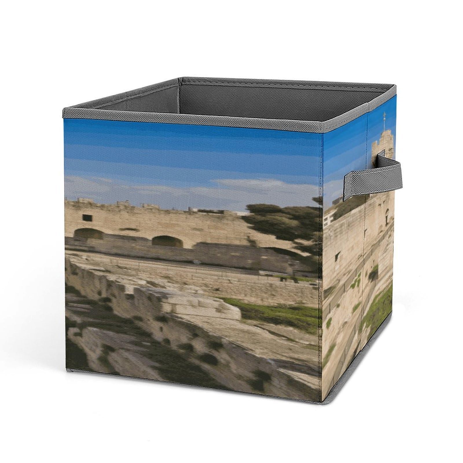 Fodpand Style Israel At The Tower Of David Storage Cubes Foldable Decorative Fabric, Storage Bins Baskets With Handles, Closet Organizers And Storage For Home, Office,Closet, Clothes