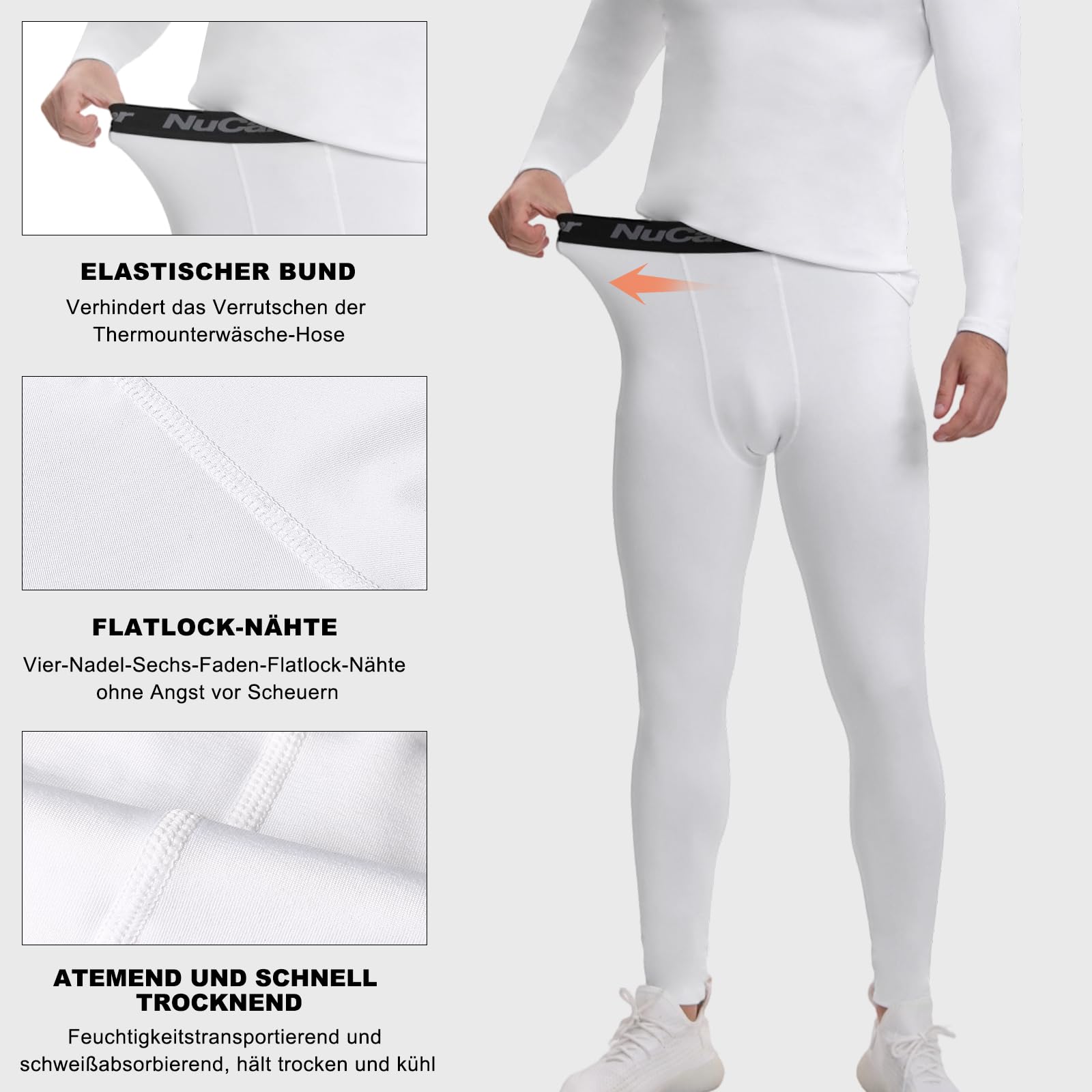 NuCamper Thermounterwäsche Herren Winter Funktionsunterwäsche Skiunterwäsche Thermowäsche Set Atmungsaktiv Thermo Unterwäsche Wram Weich Thermounterhemd Thermohosen for Männer Langarm Shirt und Hose