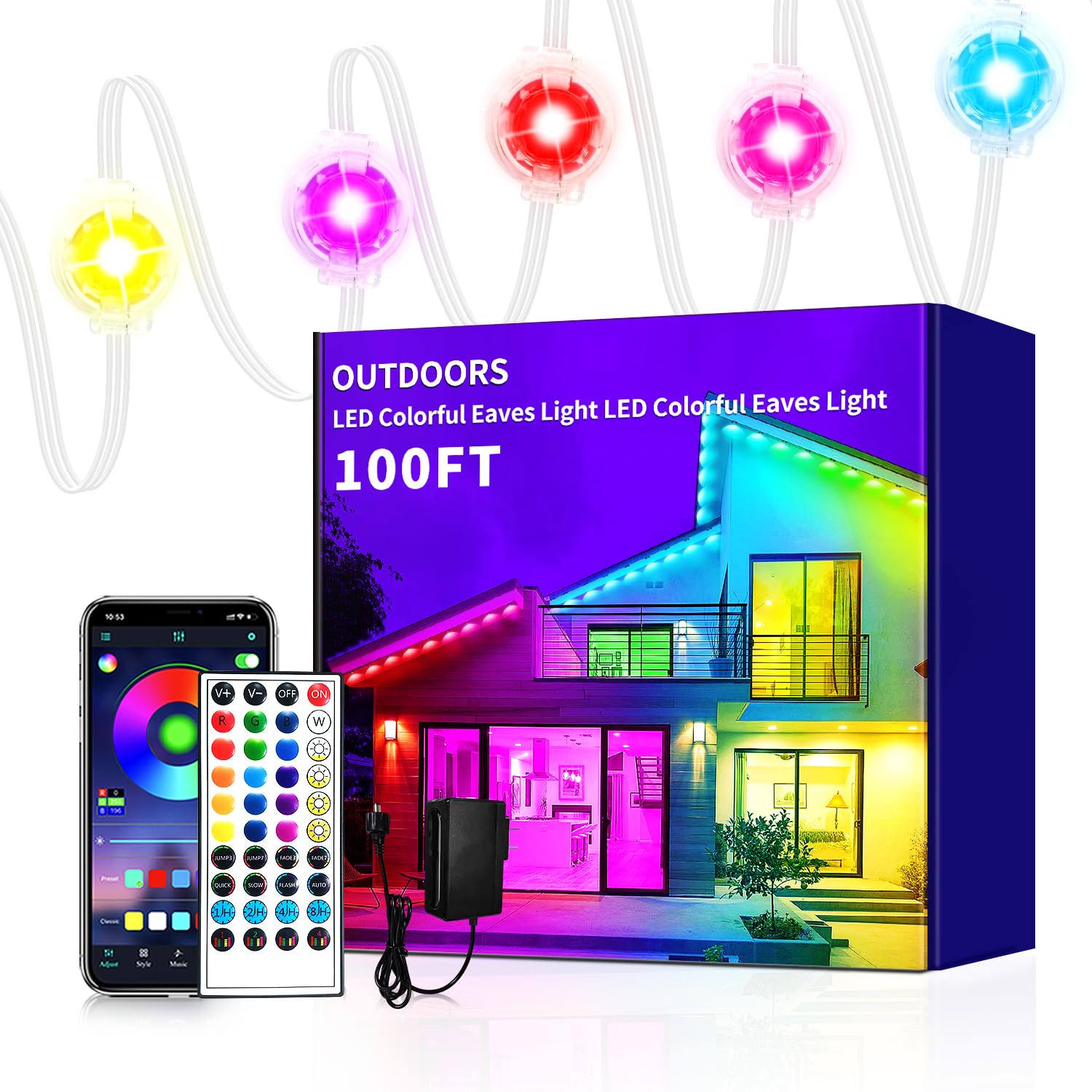 Yocrostar Permanent Outdoor Light,100ft RGB Eave Lights with App
