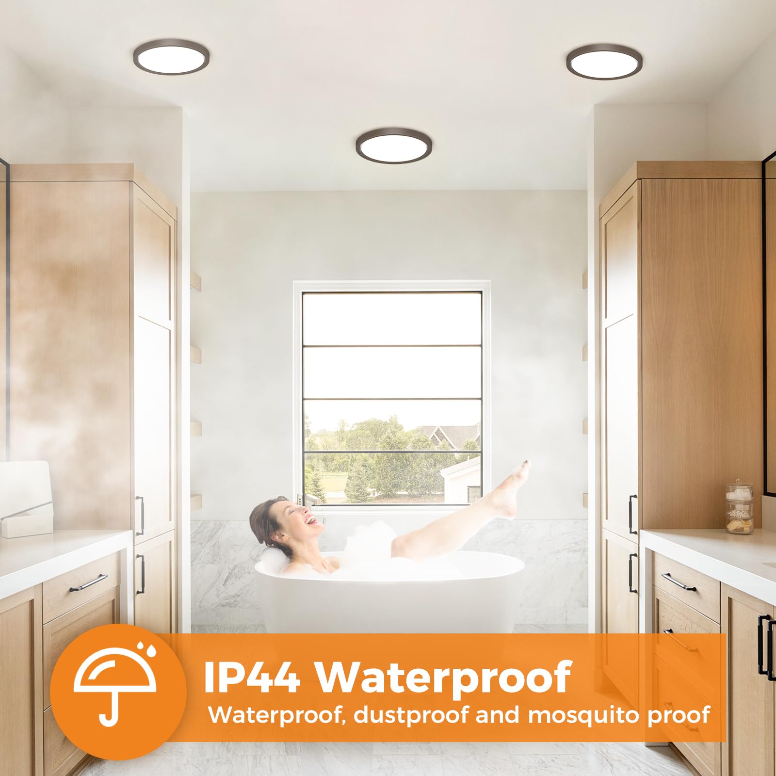 slochi 4Pack Bathroom Light, 3000K/4000K/6500K 3 Color Temperature, Waterproof IP44, Small, Round, Modern - Image 3