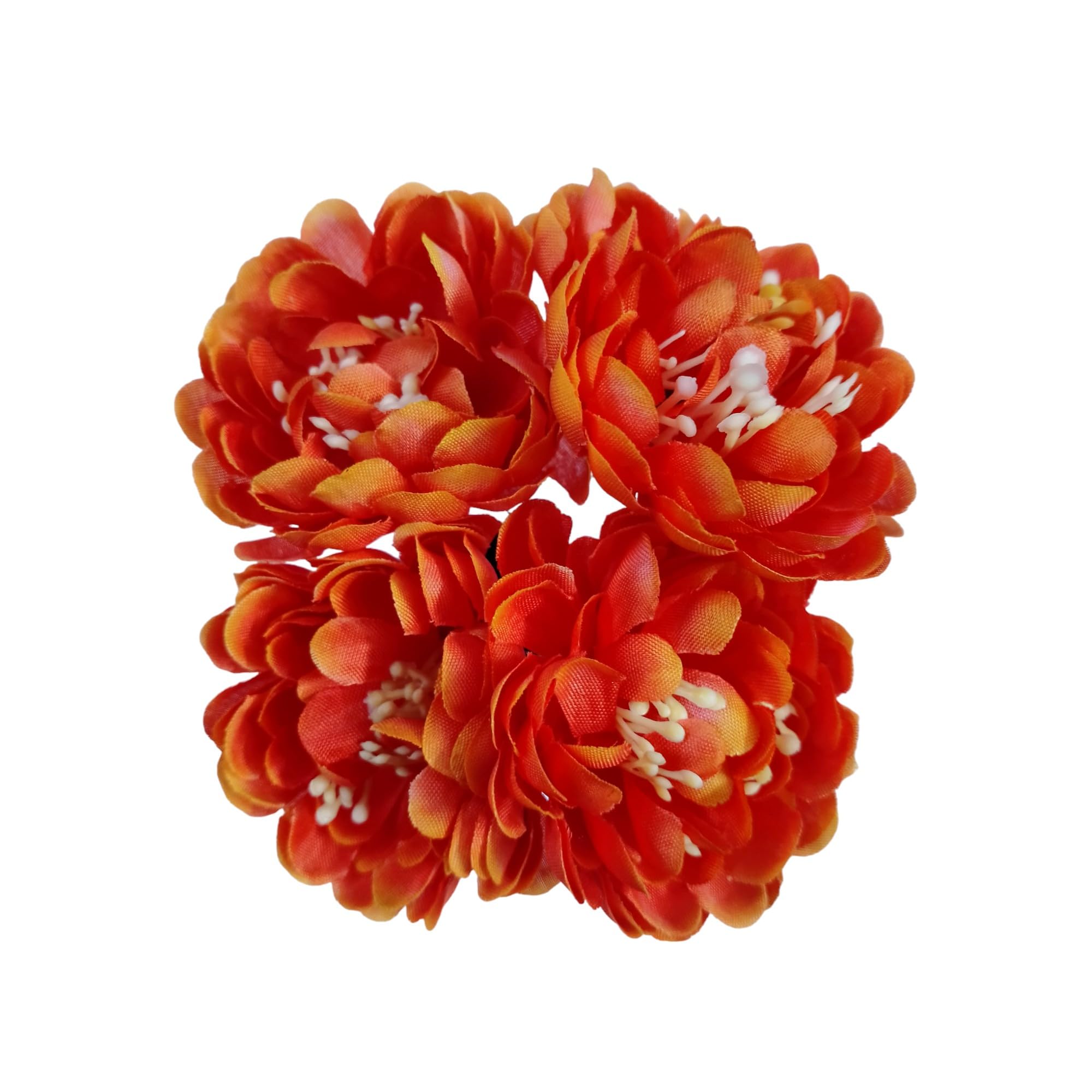 Bridal Hair Pin Bun Pin Golden Juda Pins with Artificial BIG 4.5 CM DARK ORANGE COLOR Flowers Hair Pin for Women and Girls hair pins for women wedding - Set of 4 PCs-image-49