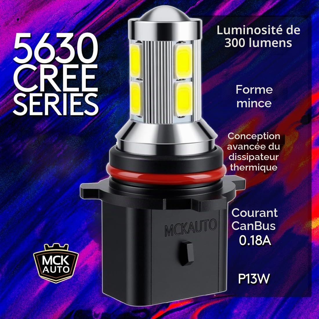 Remplacement pour Set d'ampoules blanches à LED CanBus P13W très clair et sans erreur compatible avec A4 B8 Q5