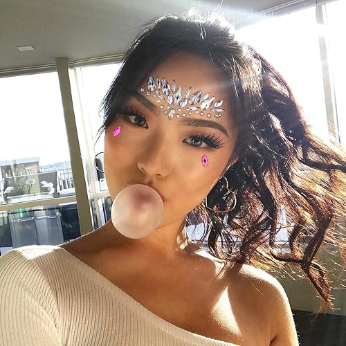 Miniatura 4 de 6 juegos de adhesivos de gemas para la cara de sirena con purpurina diamantes de imitación para festival joyas cristales para la cara ojos y cuerpo