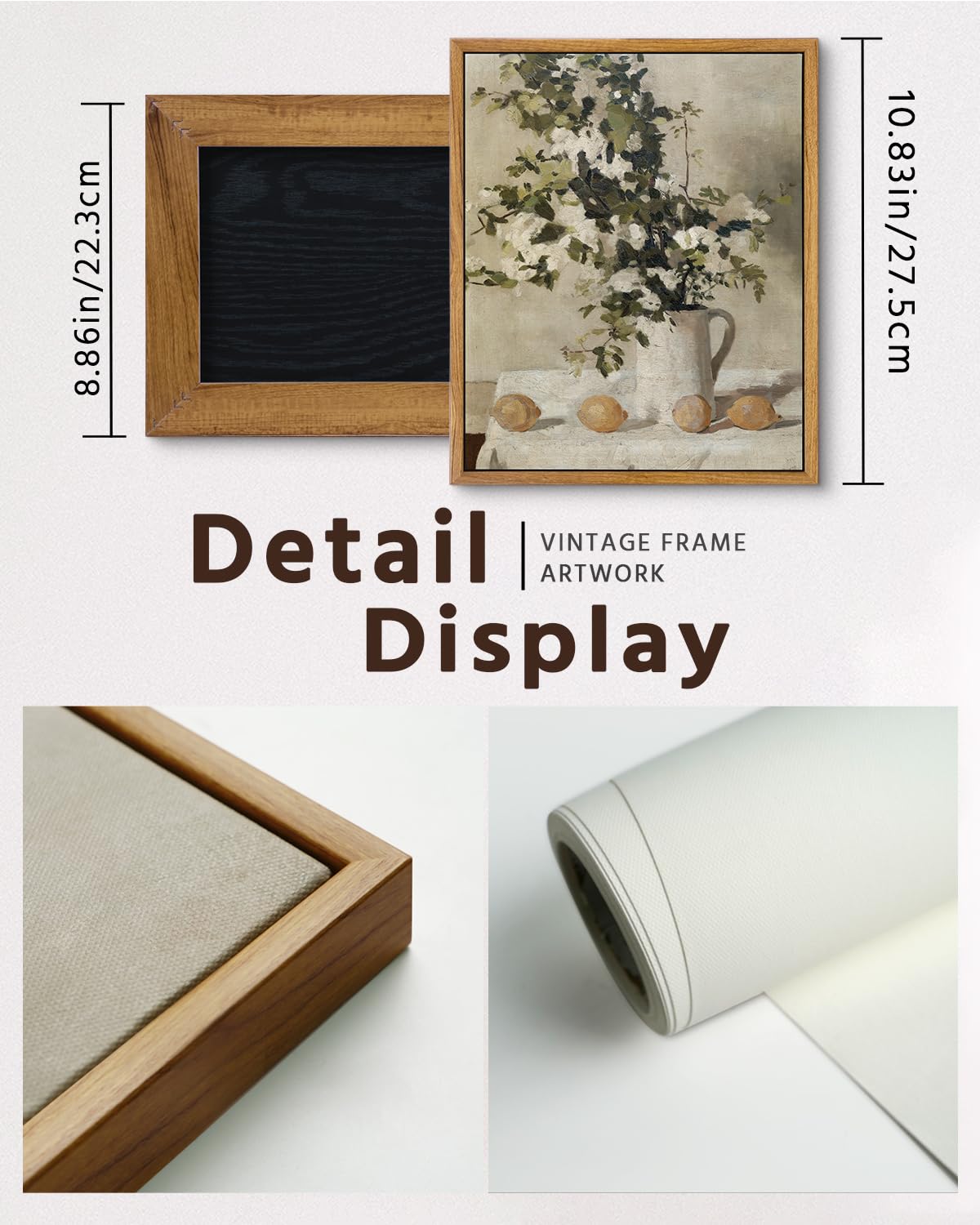 VIYYIEA Leinwand-Wandbilder Set (2er) – Weiße Rose & Landschaft – Gerahmte Ölmalerei, Bauernhaus-Stil Für Wohnzimmer