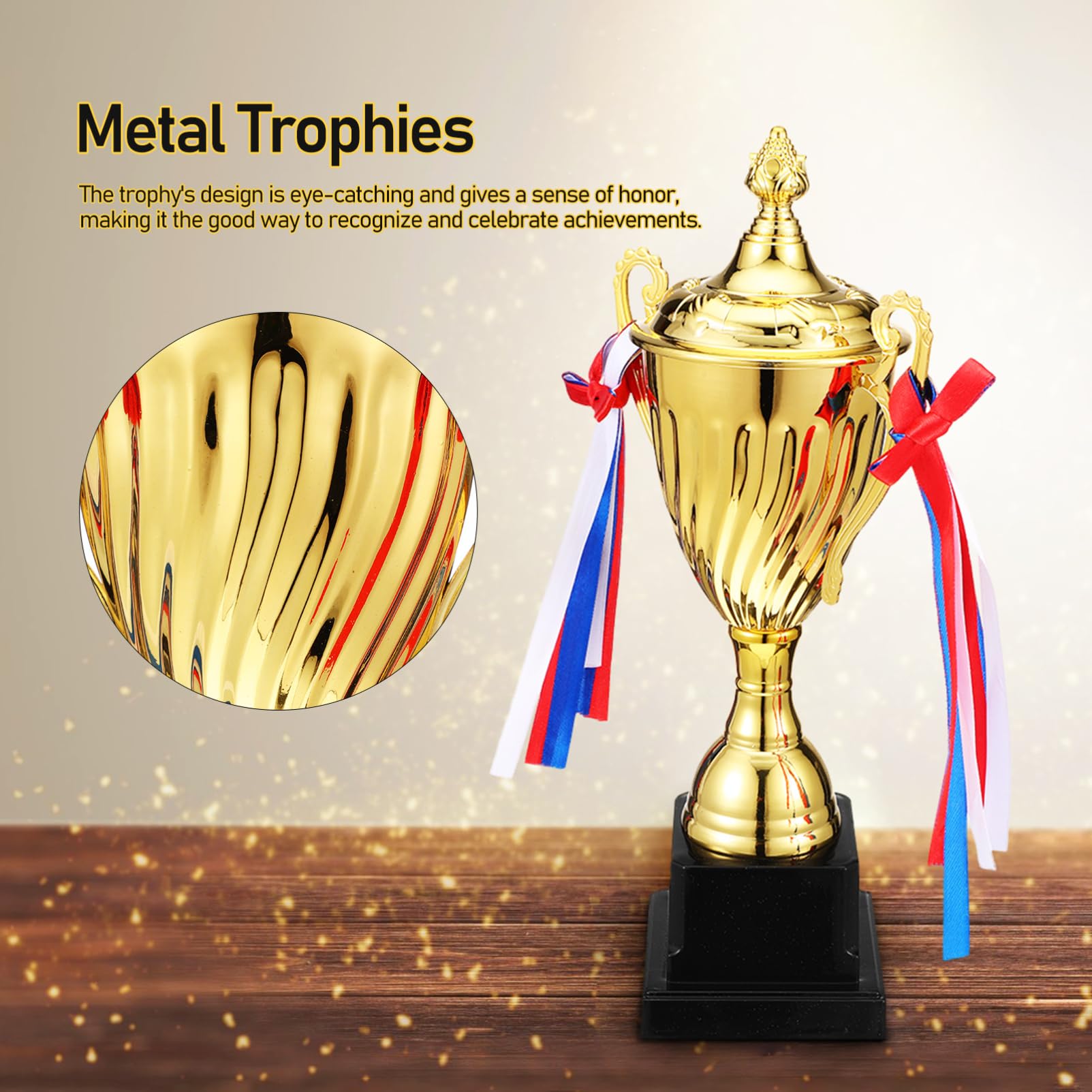 WOONEKY Copa Grande de Metal para Deportivas Premios de Fútbol y Baloncesto con Base Estable y Diseño Elegante