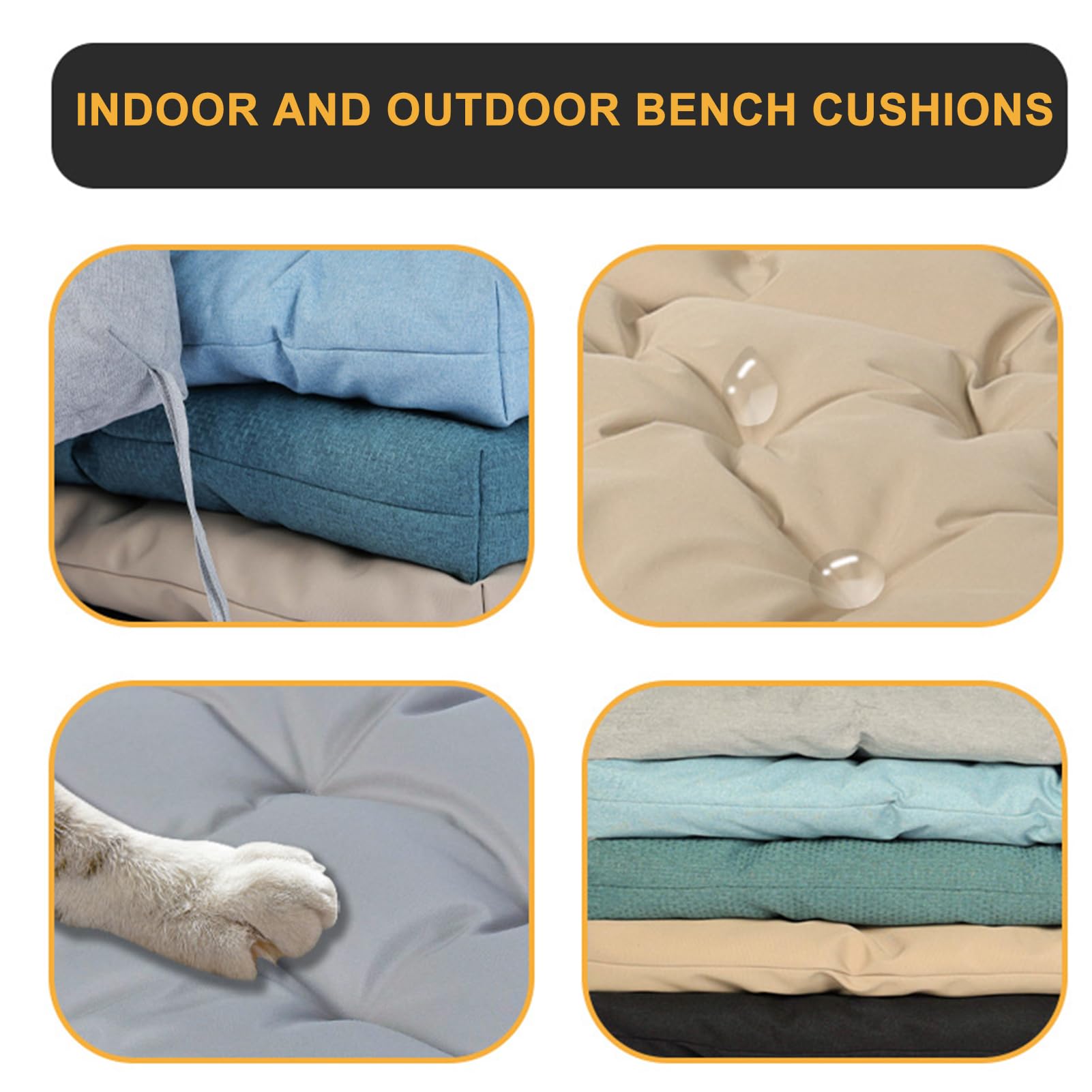 Cojín de 8 Cm De Grosor para Banco de Jardín Cojín para Banco de Exterior Zapatero Interno Impermeabile Cojín Antideslizante para Banco Cojín Tapizado para Asiento Denim Blue 180x50x8cm