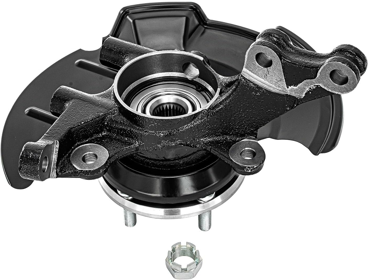 Detroit Axle - 2pc Front Steering Knuckles for 2007-2012 Hyundai Elantra w/ 4-Wheel ABS 2008 2009 2010 2011 Driver & Passenger Side Knuckles with Wheel Bearing Hub Assembly Replacement