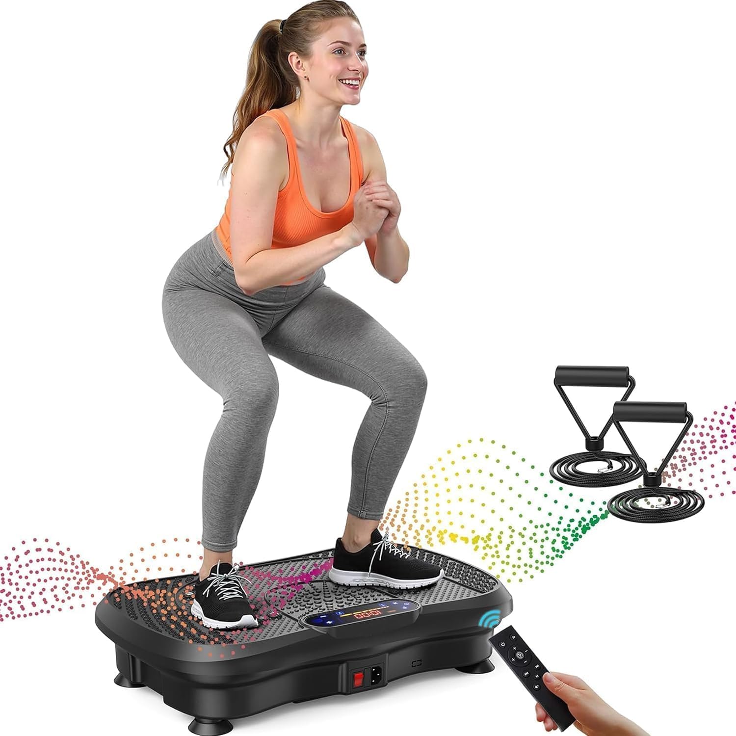 Fitness Vibration Plate Exercise Machine Vibration Full Body Shaker Stand Vibrator Shaker Board Gym for Weight Loss Fat Burner for Women (Blue, 52CM)