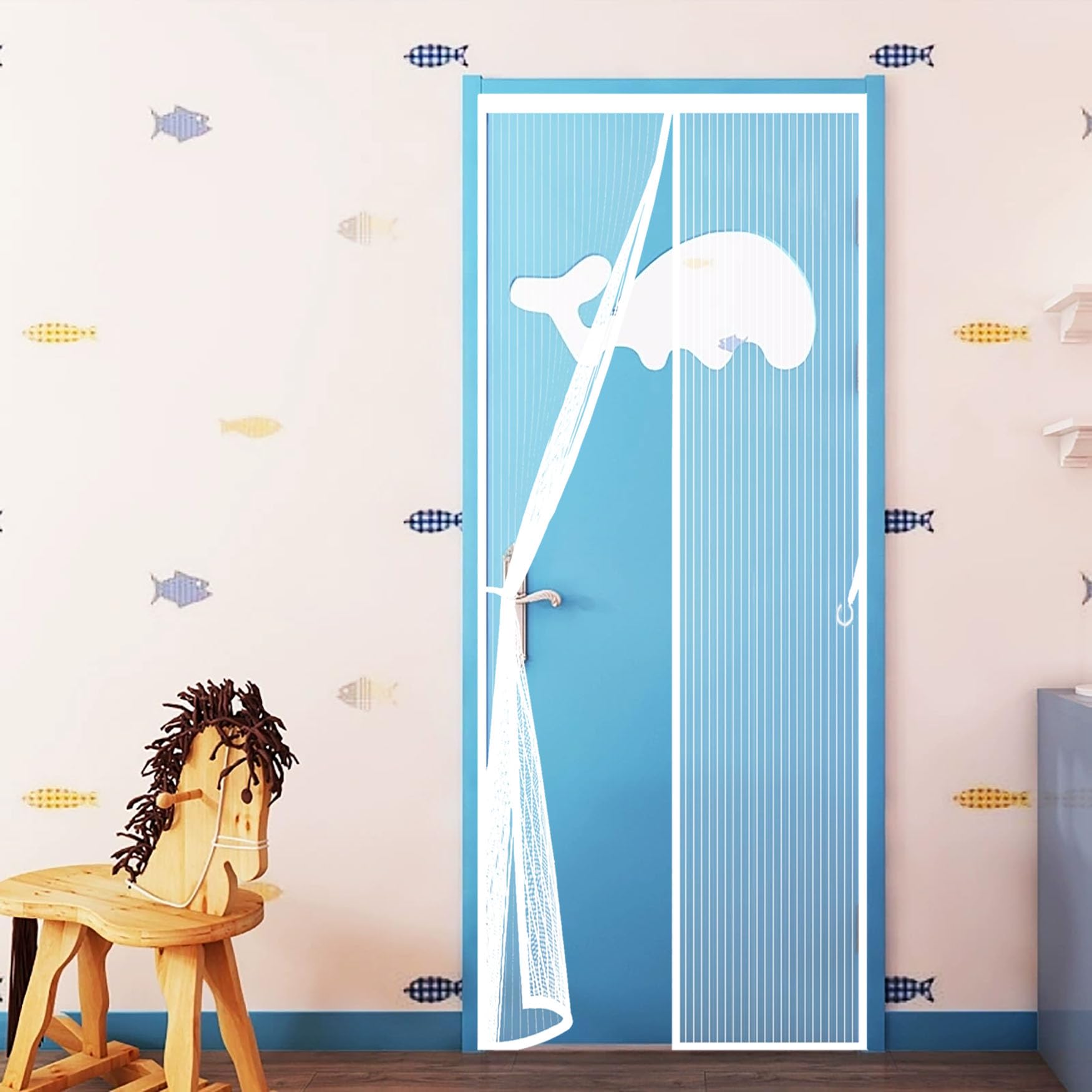 Moustiquaire magnétique blanche 133x260 cm pour portes et balcons
