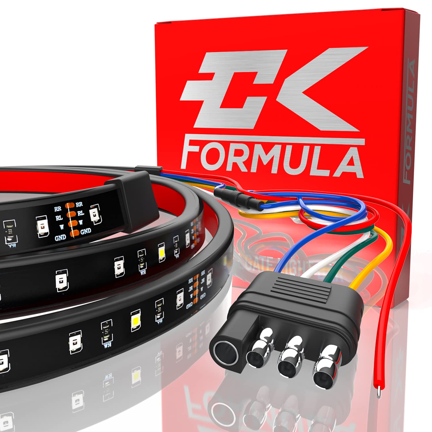 CK Formula LED Tailgate Light Bar 60” Single Row for Trucks, with Red Brake/ White Reverse Light/ Red Turn Signal/ Double Flash/ Running Light, 2935 SMD LED Diode Chips, IP67 Waterproof Rating