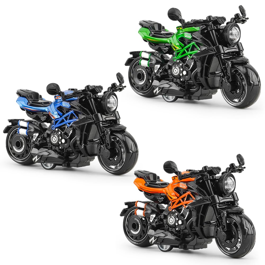FCXVXCL Motorbike Toys,Mini Pull Back Toy Cars Motorcycles Toy for Kids,Alloy Motorcycle Model Retro Motorcycles Toy for Kids 3pcs