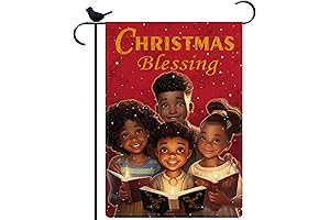 Black Girl Blessing Decorations Merry Christmas Burlap Garden Flag