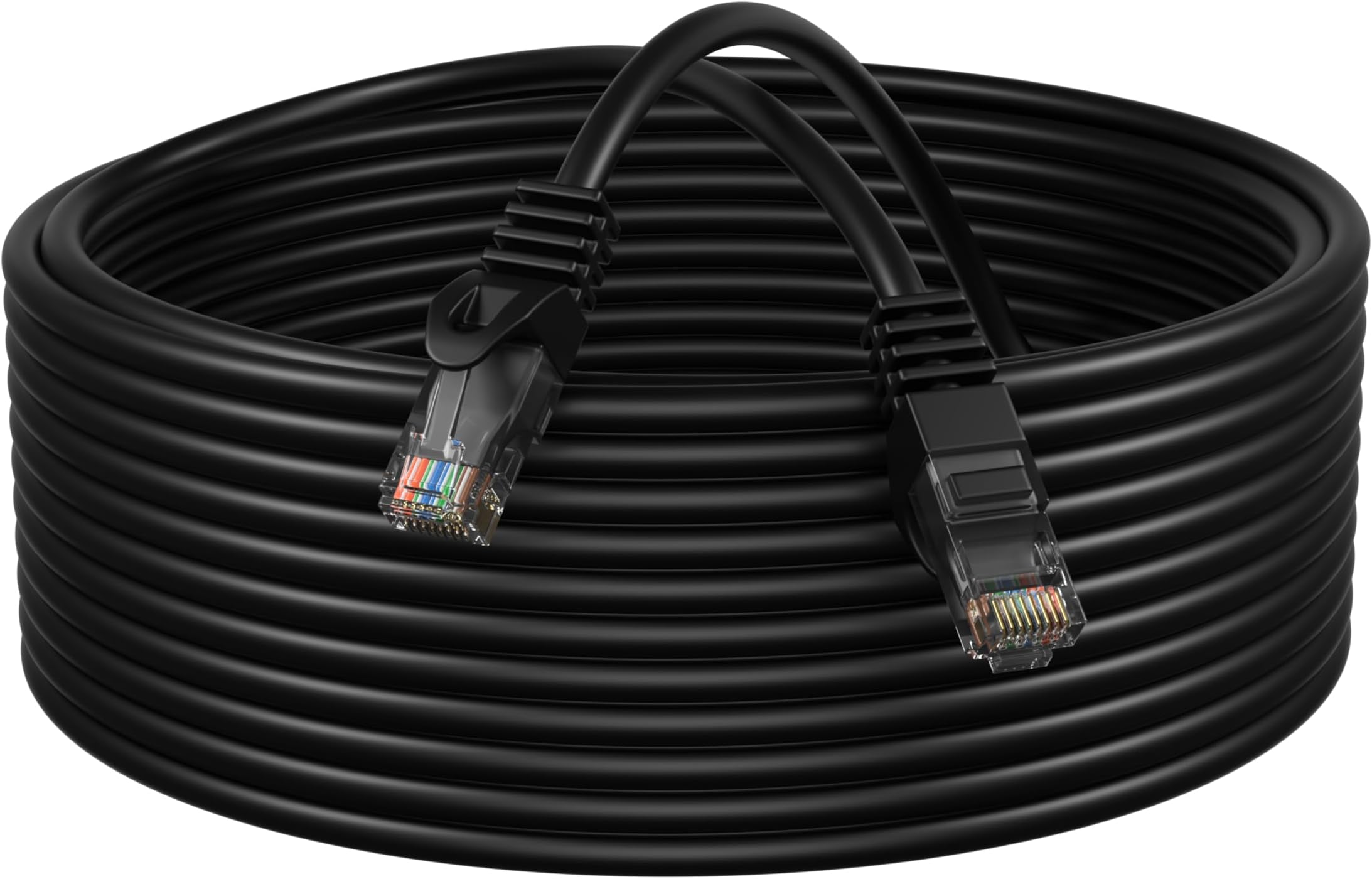 Cables Direct Online Cat5e 200FT Network Ethernet Patch Cable, 350Mhz Internet Wire, Backwards Compatible with Cat5, for PC, Modem, Router, Consoles for Home and Office, Black